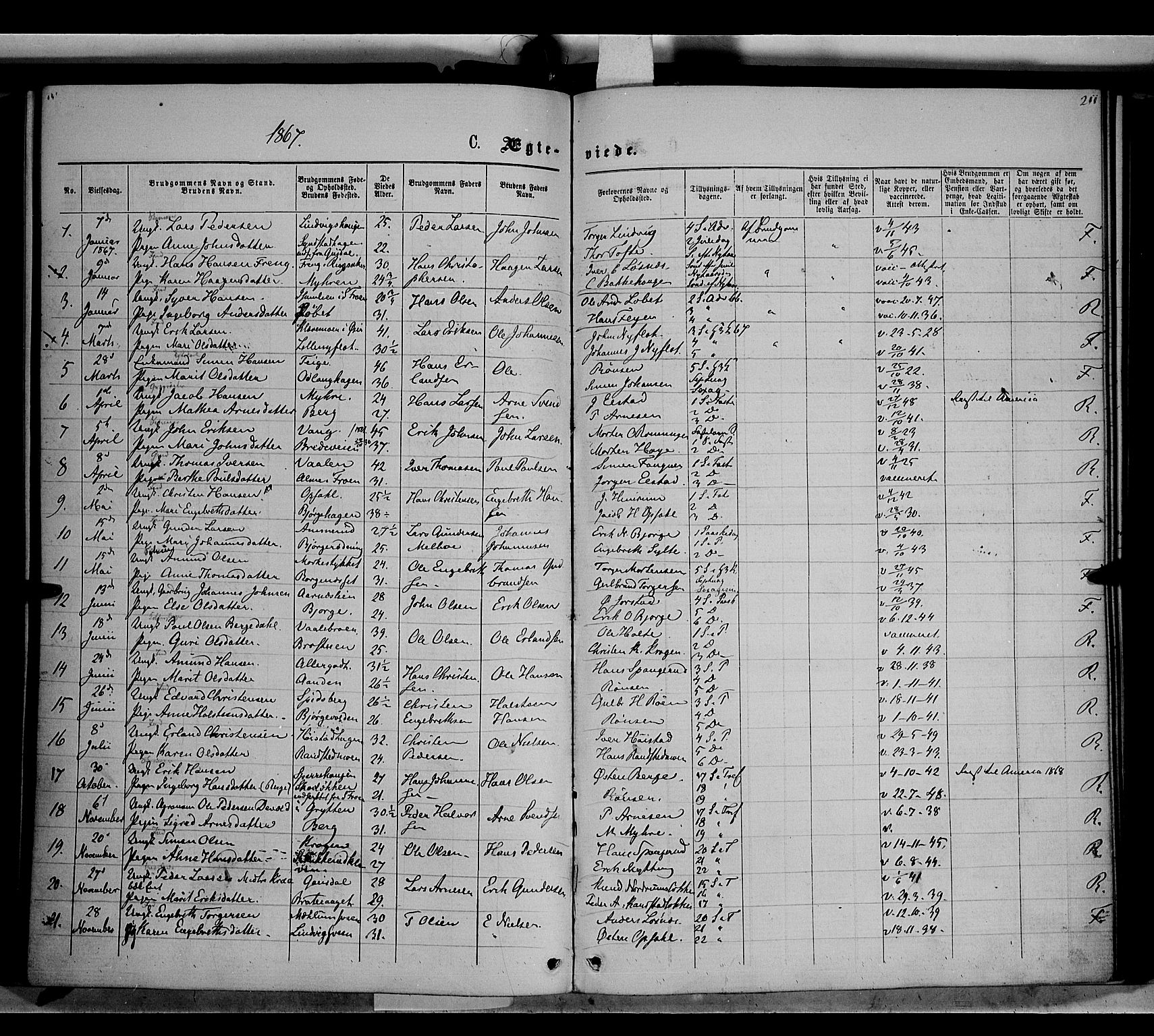 Ringebu prestekontor, SAH/PREST-082/H/Ha/Haa/L0007: Parish register (official) no. 7, 1860-1877, p. 211