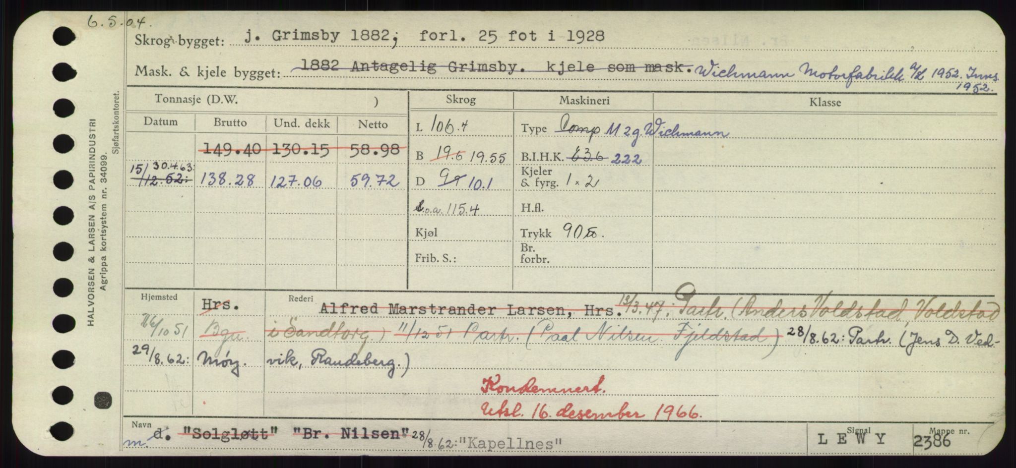 Sjøfartsdirektoratet med forløpere, Skipsmålingen, RA/S-1627/H/Hd/L0020: Fartøy, K-Kon, p. 51