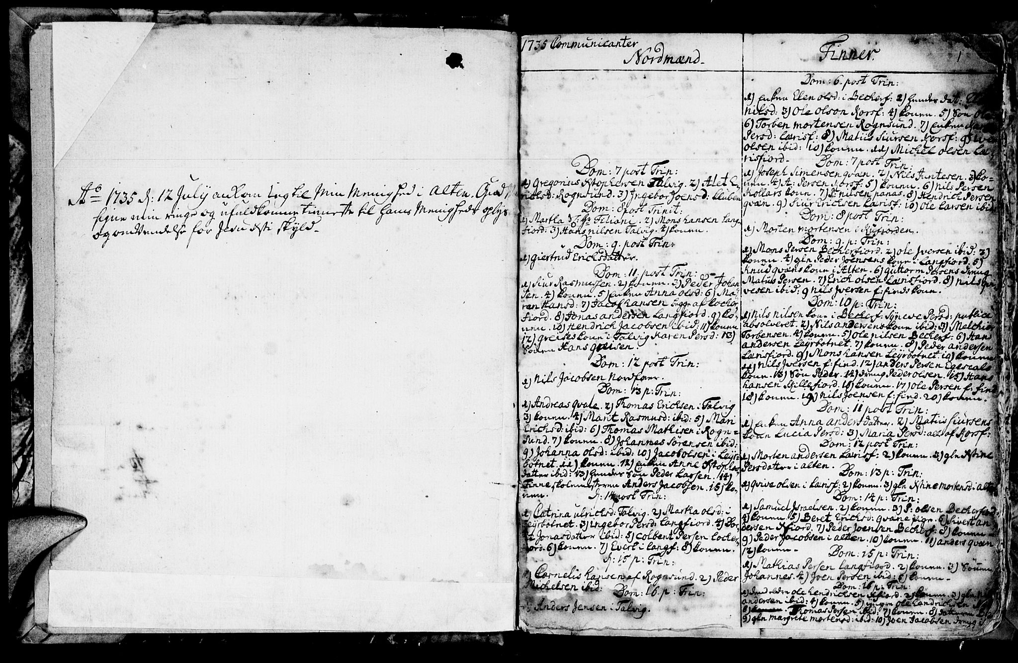 Talvik sokneprestkontor, SATØ/S-1337/H/Ha/L0003kirke: Parish register (official) no. 3, 1735-1752, p. 1