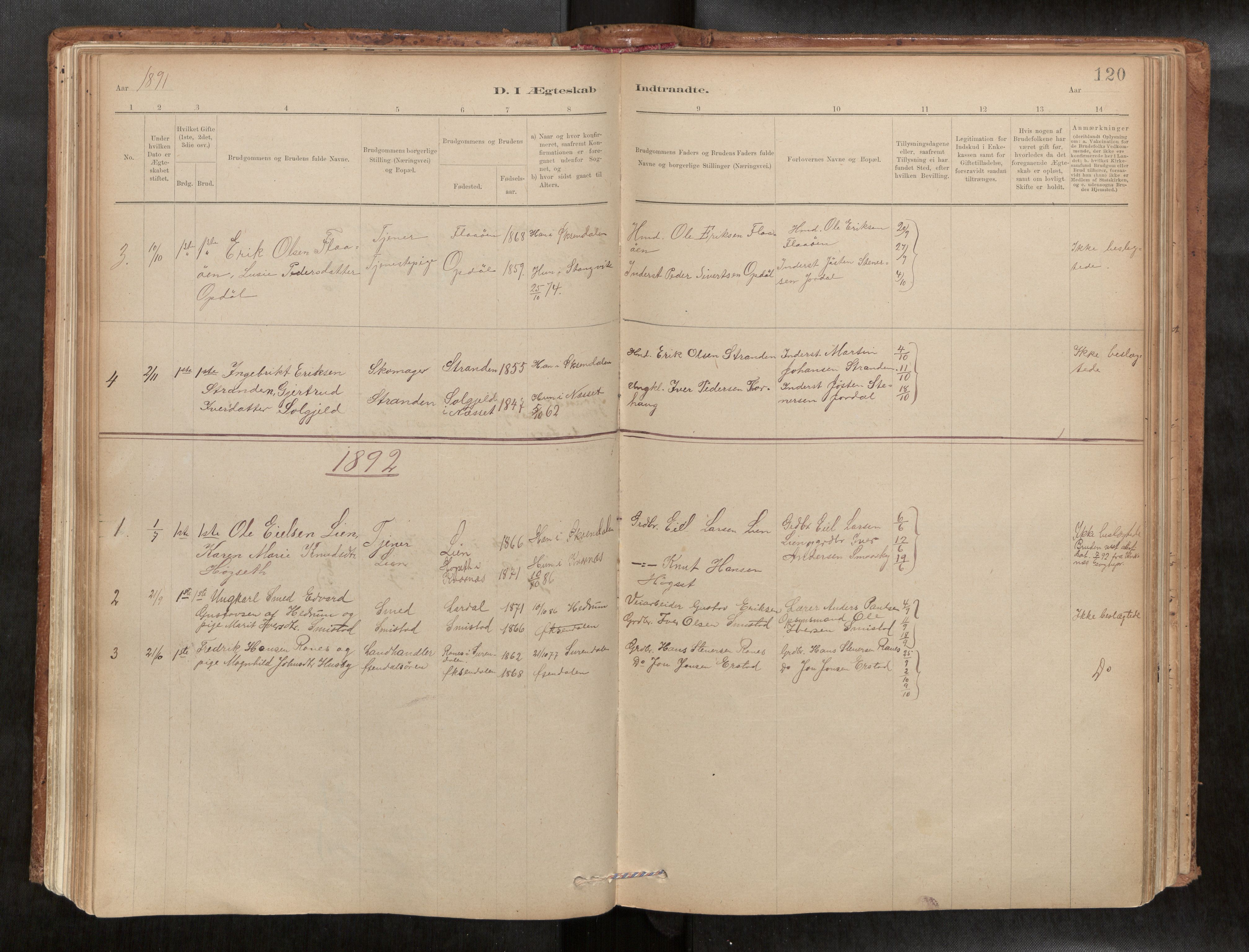 Ministerialprotokoller, klokkerbøker og fødselsregistre - Møre og Romsdal, SAT/A-1454/588/L1006: Parish register (official) no. 588A03, 1886-1912, p. 120