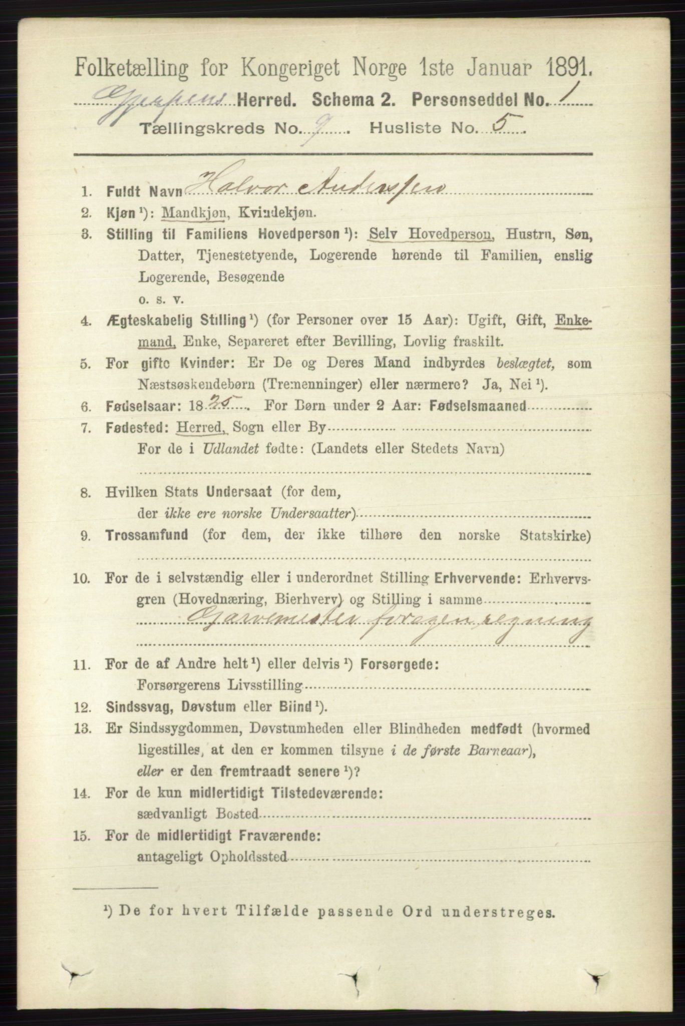 RA, 1891 census for 0812 Gjerpen, 1891, p. 5006