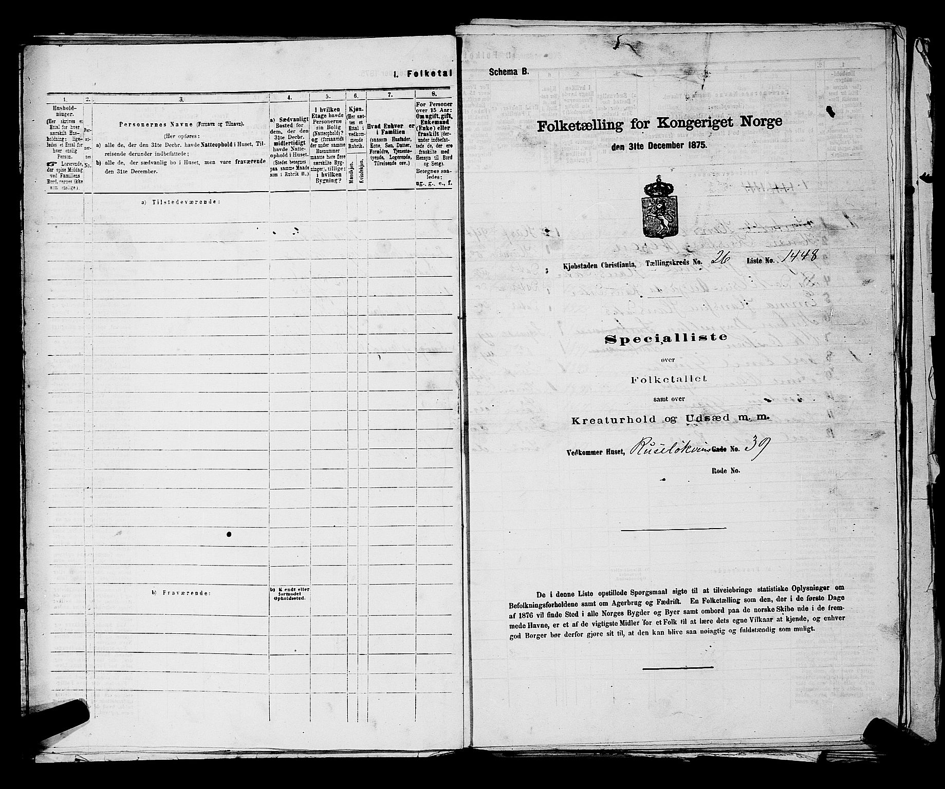 RA, 1875 census for 0301 Kristiania, 1875, p. 4203