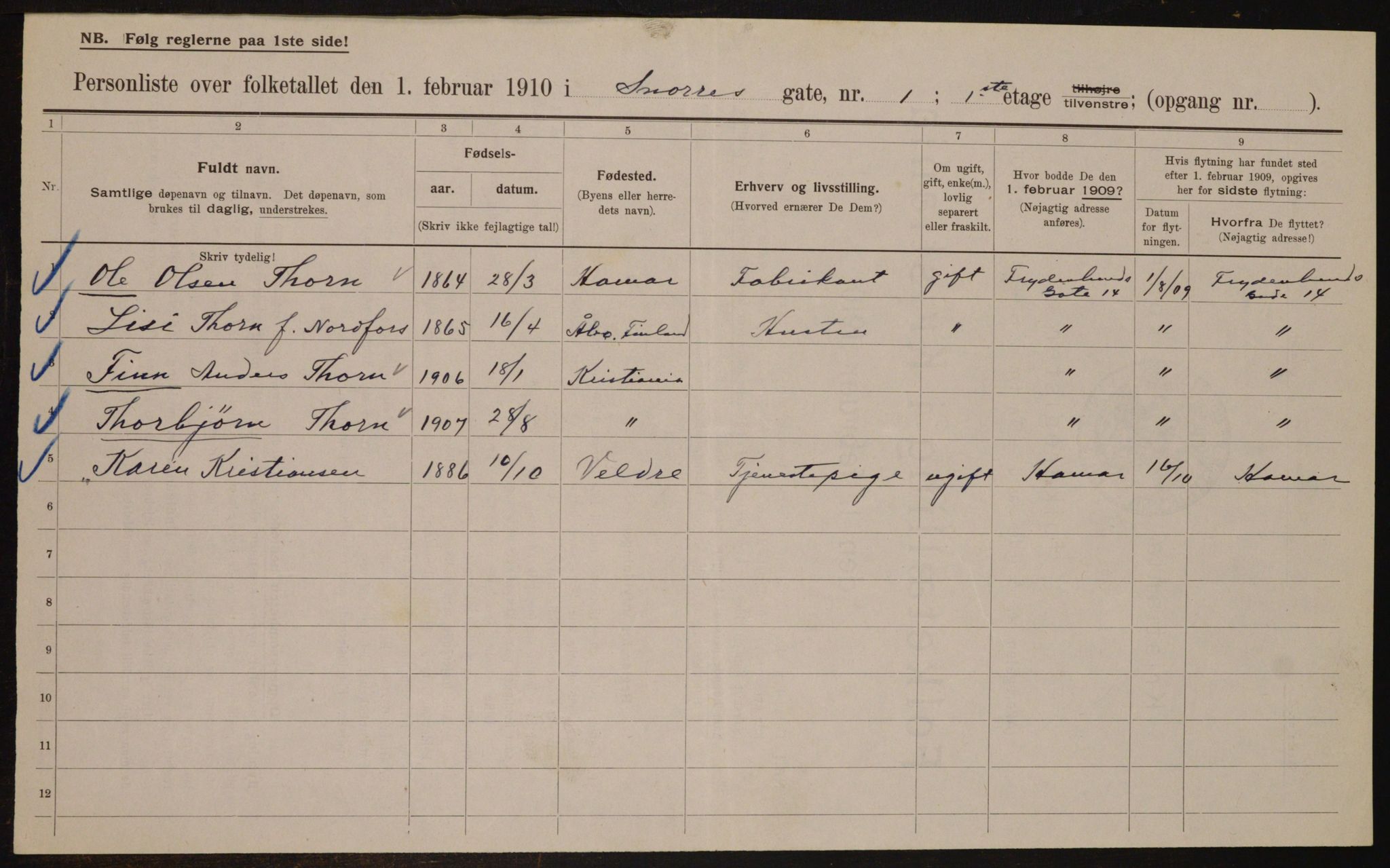 OBA, Municipal Census 1910 for Kristiania, 1910, p. 93509