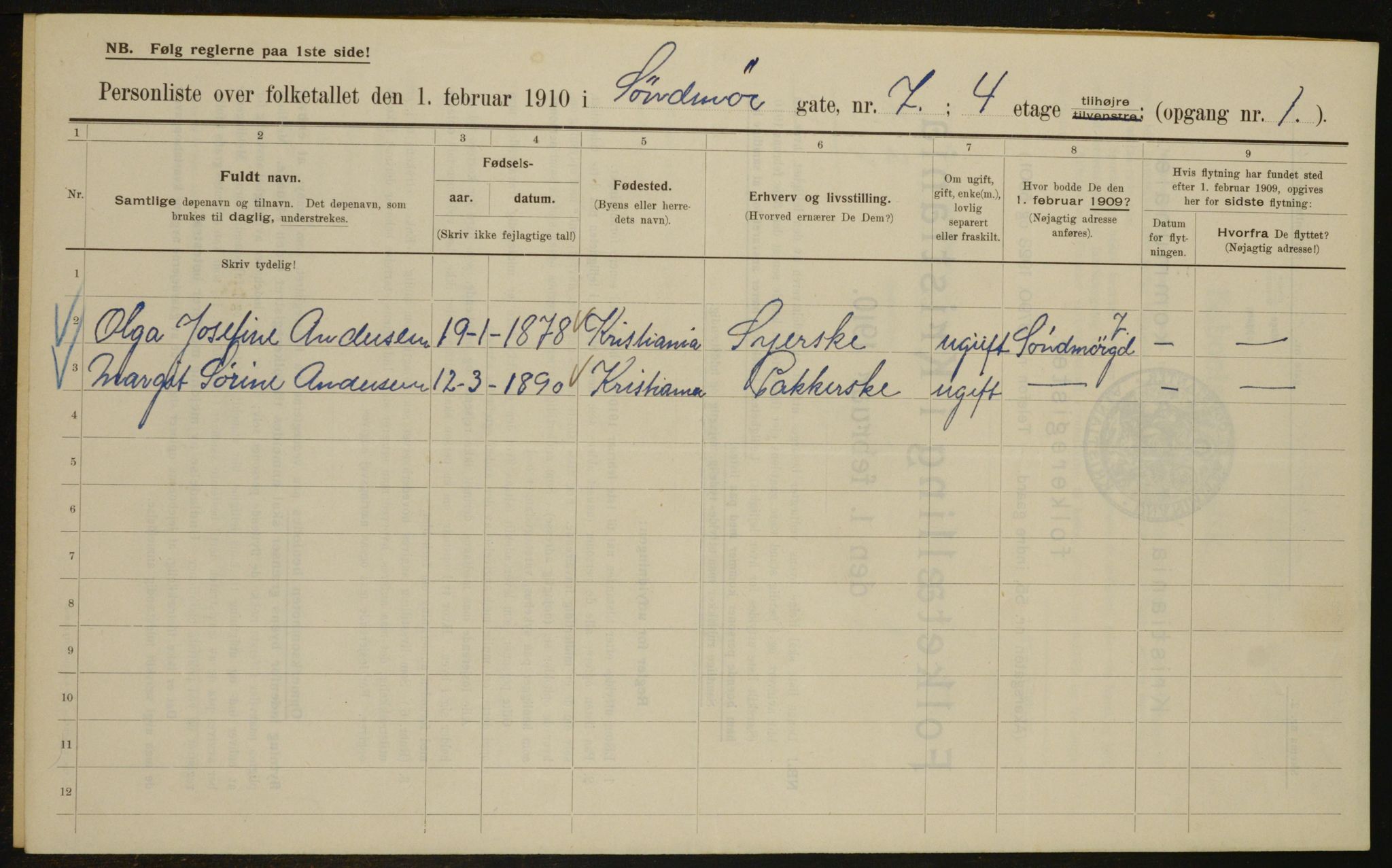 OBA, Municipal Census 1910 for Kristiania, 1910, p. 99382