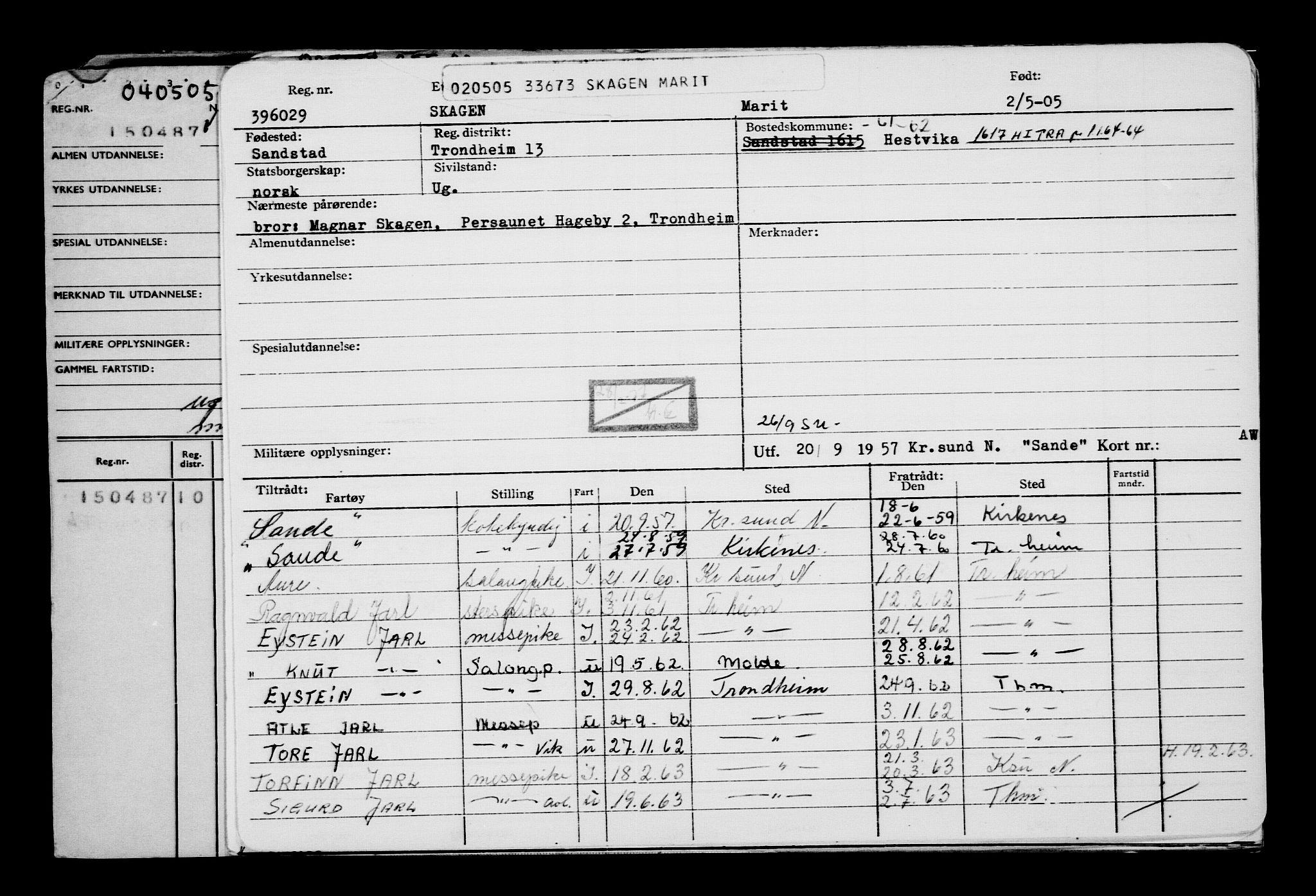 Direktoratet for sjømenn, AV/RA-S-3545/G/Gb/L0059: Hovedkort, 1905, p. 17