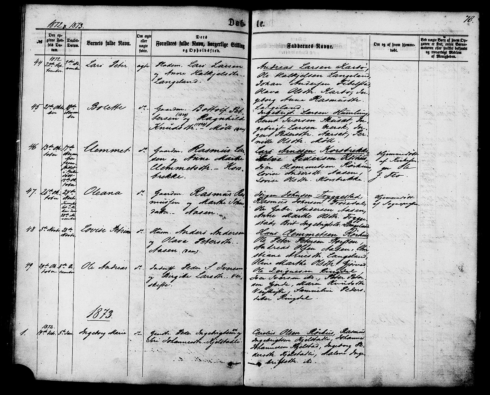 Ministerialprotokoller, klokkerbøker og fødselsregistre - Møre og Romsdal, SAT/A-1454/517/L0226: Parish register (official) no. 517A06, 1862-1881, p. 78