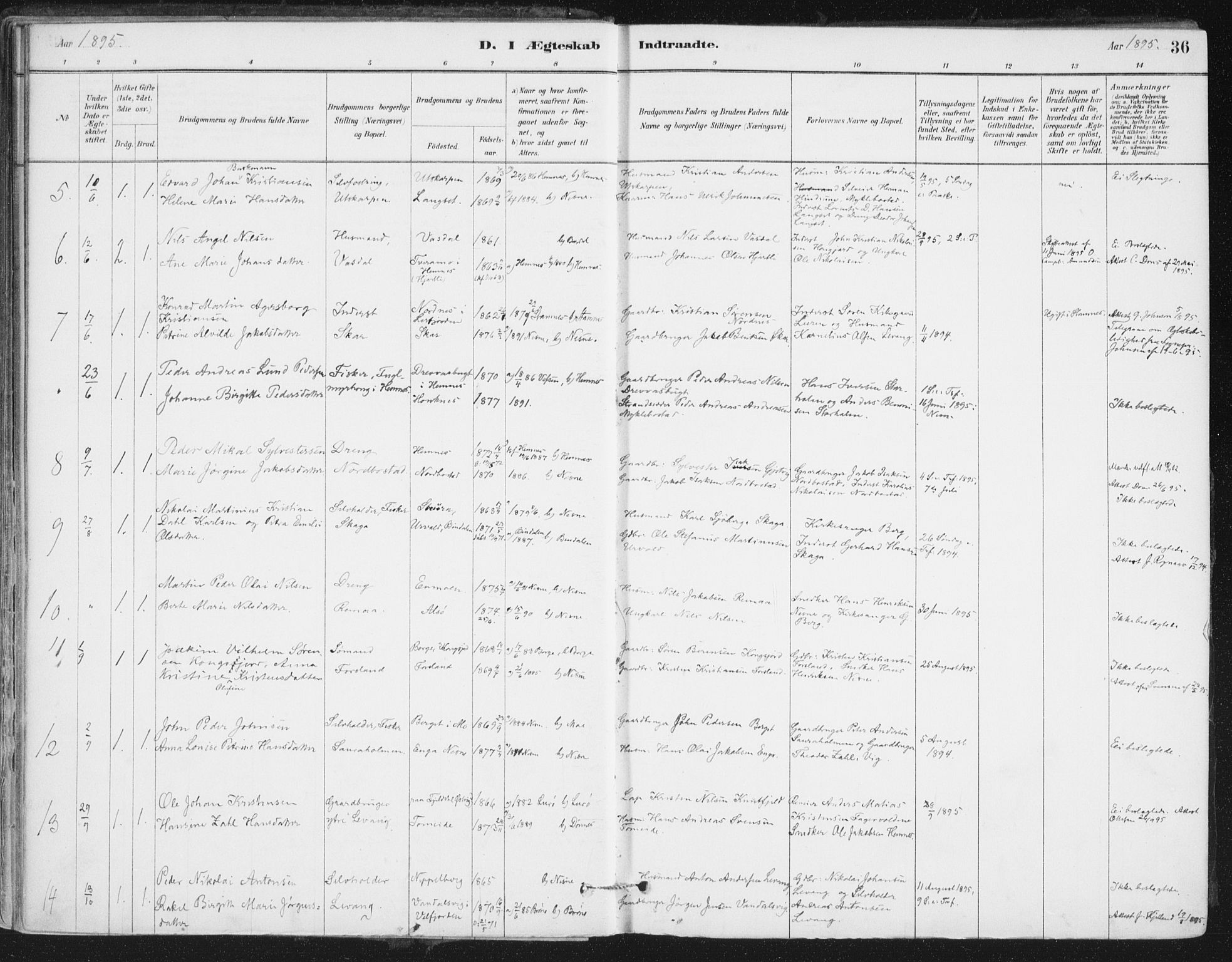 Ministerialprotokoller, klokkerbøker og fødselsregistre - Nordland, SAT/A-1459/838/L0553: Parish register (official) no. 838A11, 1880-1910, p. 36