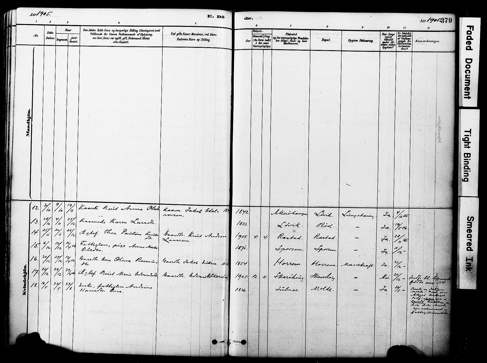 Ministerialprotokoller, klokkerbøker og fødselsregistre - Møre og Romsdal, AV/SAT-A-1454/560/L0721: Parish register (official) no. 560A05, 1878-1917, p. 379