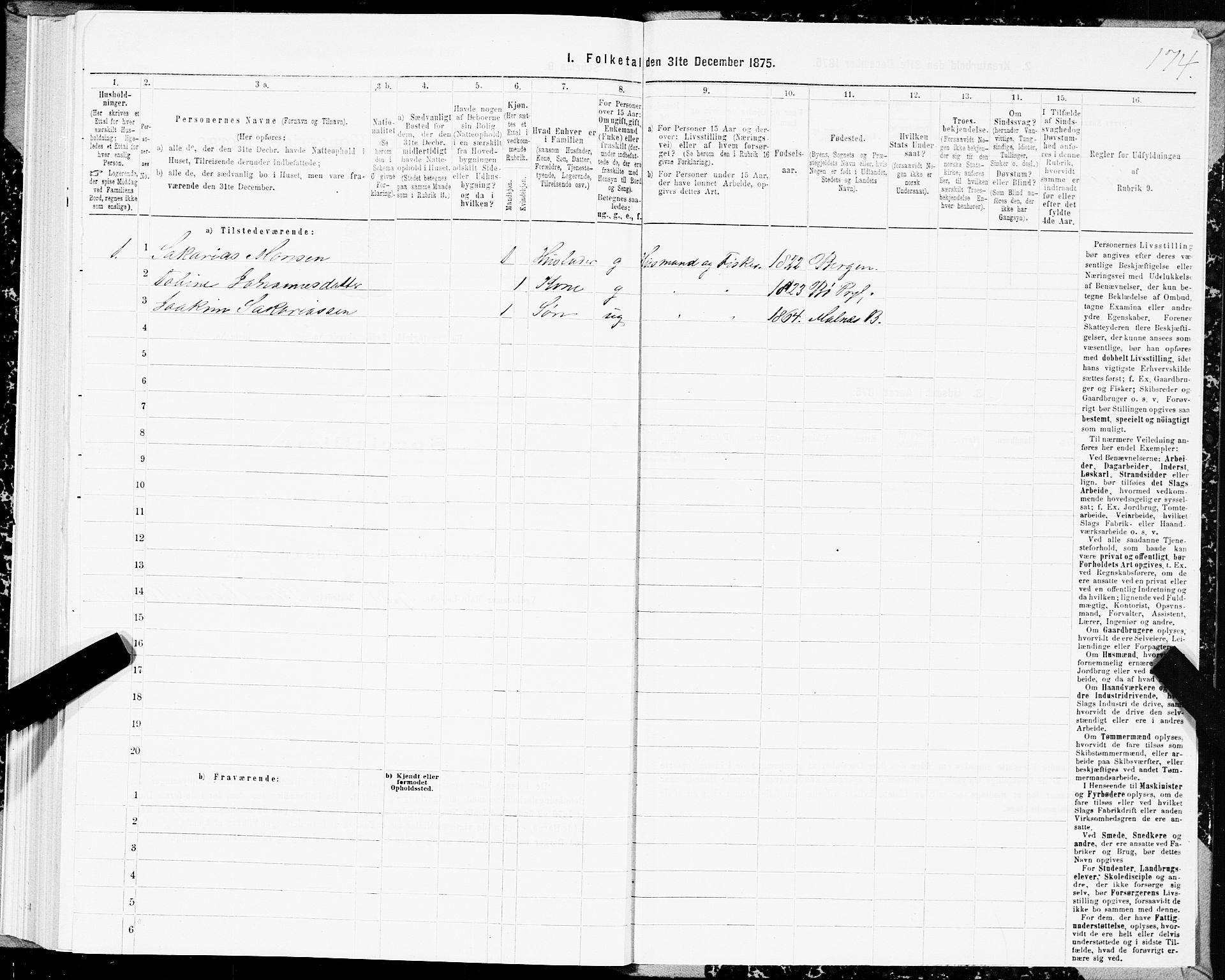 SAT, 1875 census for 1867P Bø, 1875, p. 3174