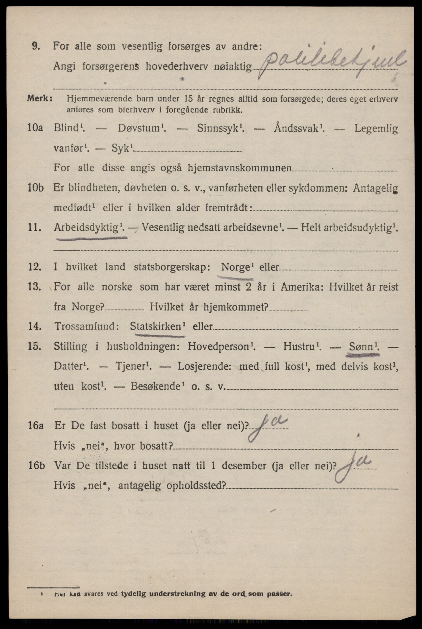 SAST, 1920 census for Strand, 1920, p. 4939