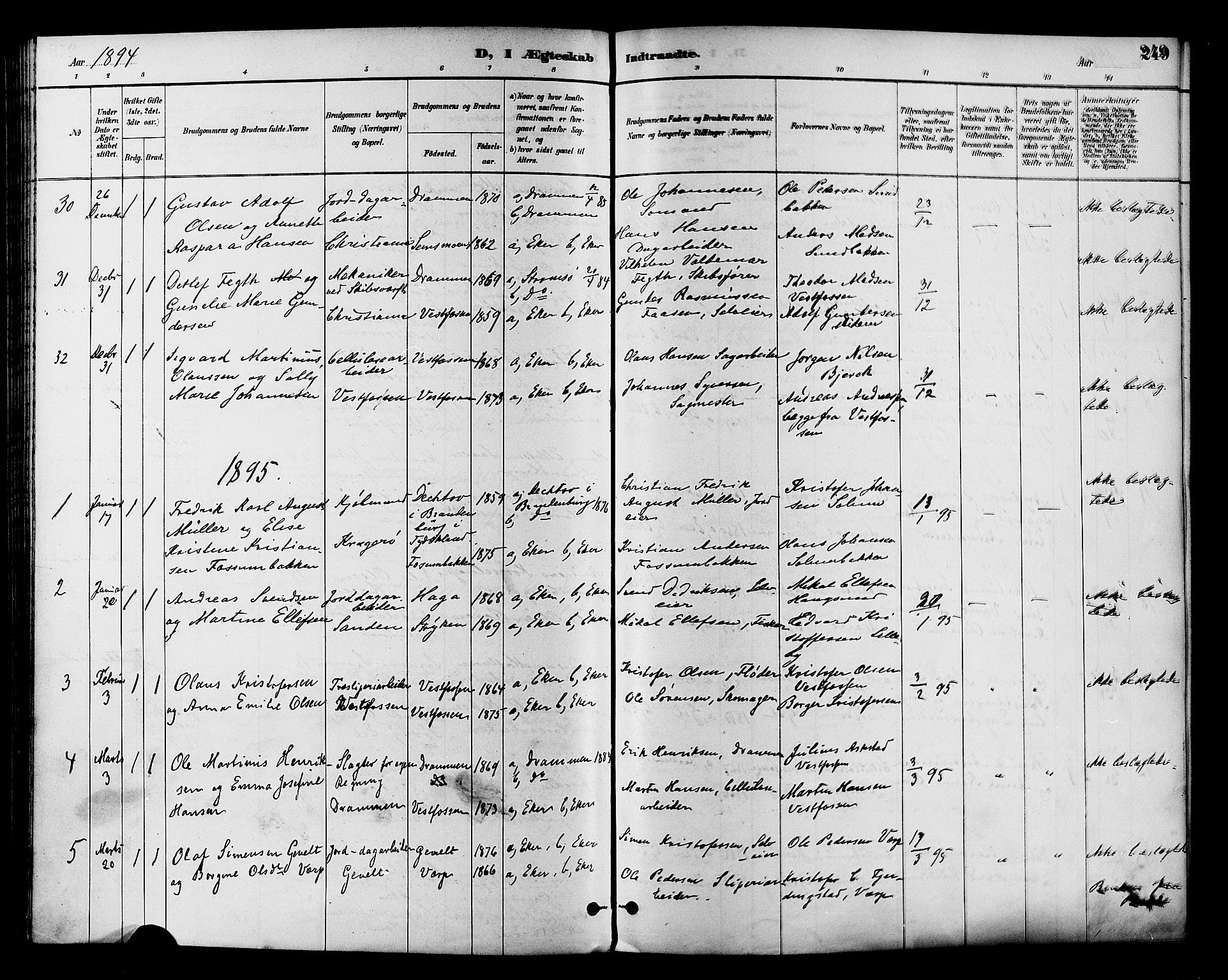 Eiker kirkebøker, SAKO/A-4/F/Fb/L0002: Parish register (official) no. II 2, 1889-1896, p. 249
