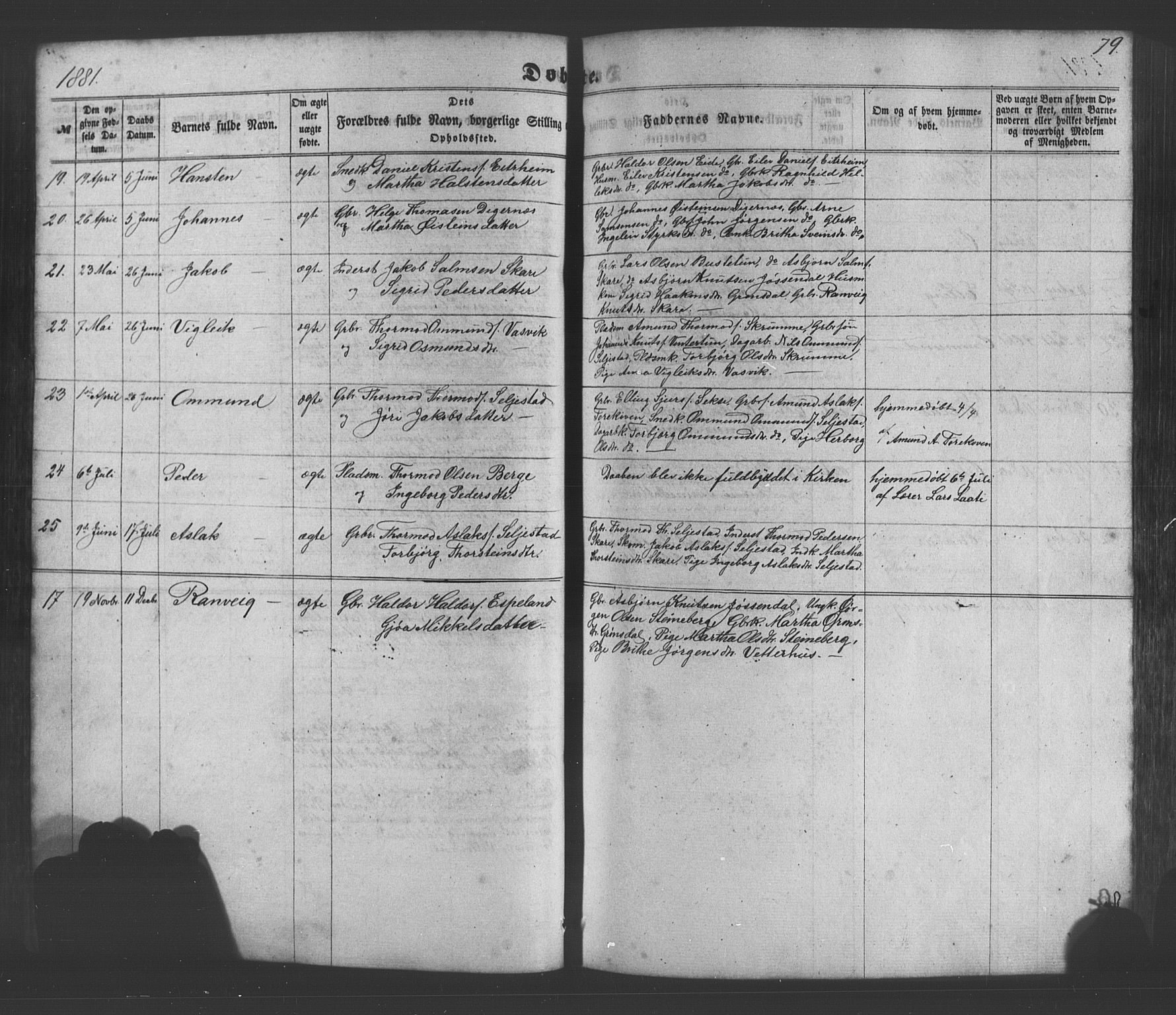 Odda Sokneprestembete, AV/SAB-A-77201/H/Hab: Parish register (copy) no. A 4, 1858-1886, p. 79