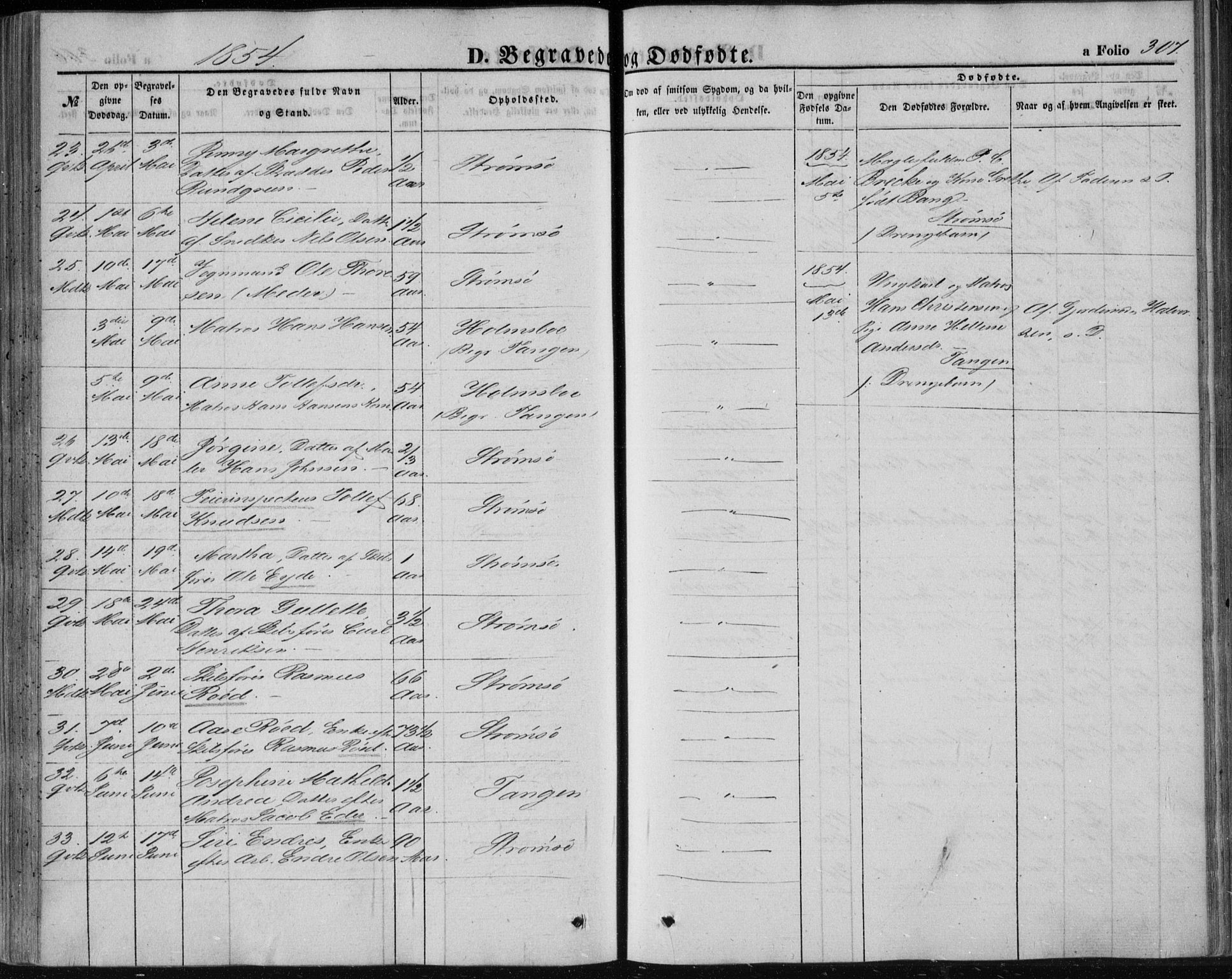 Strømsø kirkebøker, SAKO/A-246/F/Fa/L0014: Parish register (official) no. I 14, 1848-1858, p. 307