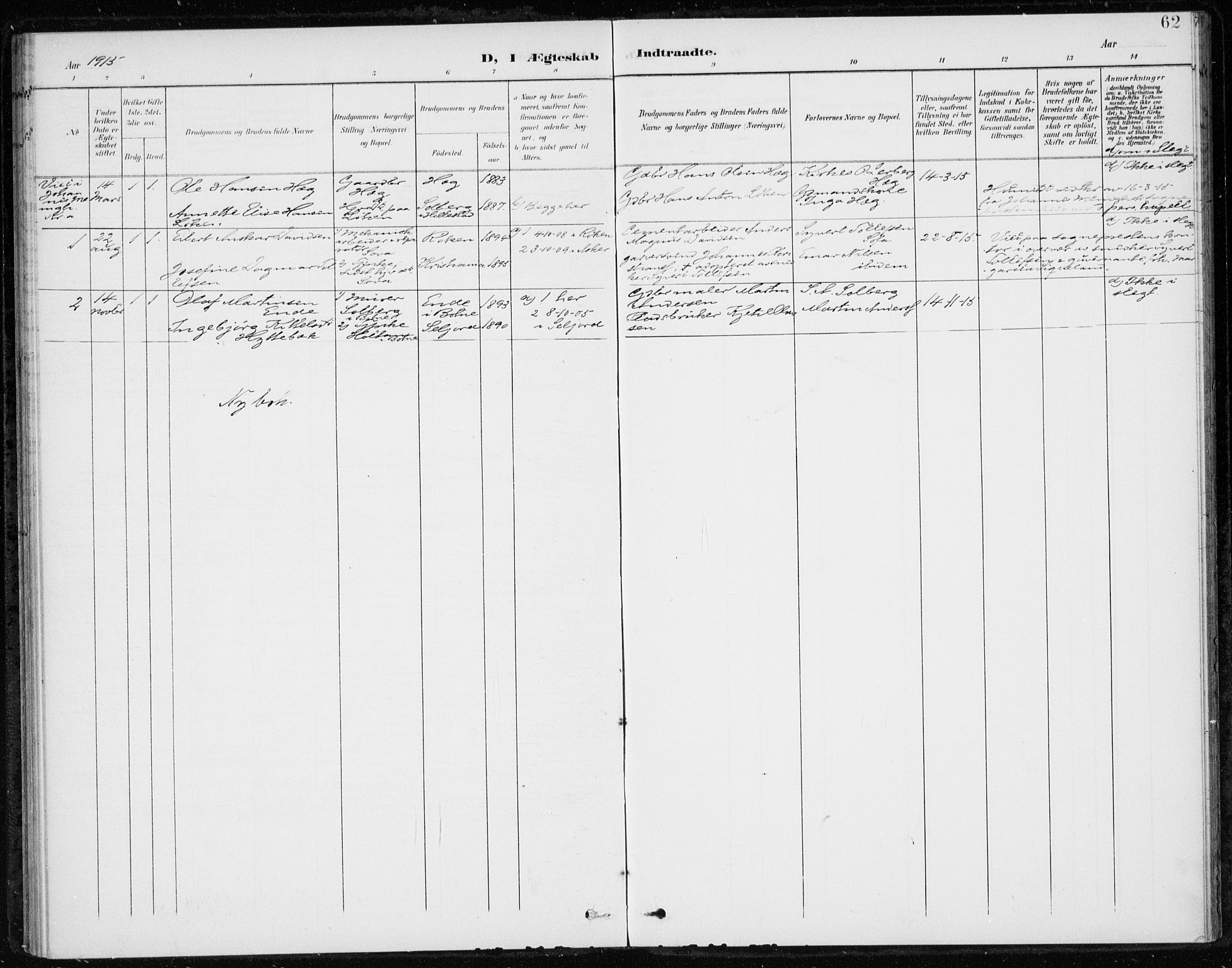 Botne kirkebøker, AV/SAKO-A-340/F/Fb/L0002: Parish register (official) no. II 2, 1902-1915, p. 62