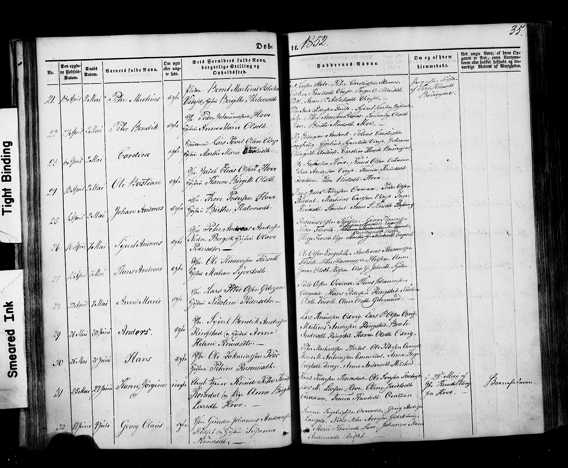 Ministerialprotokoller, klokkerbøker og fødselsregistre - Møre og Romsdal, AV/SAT-A-1454/520/L0275: Parish register (official) no. 520A05, 1844-1881, p. 35