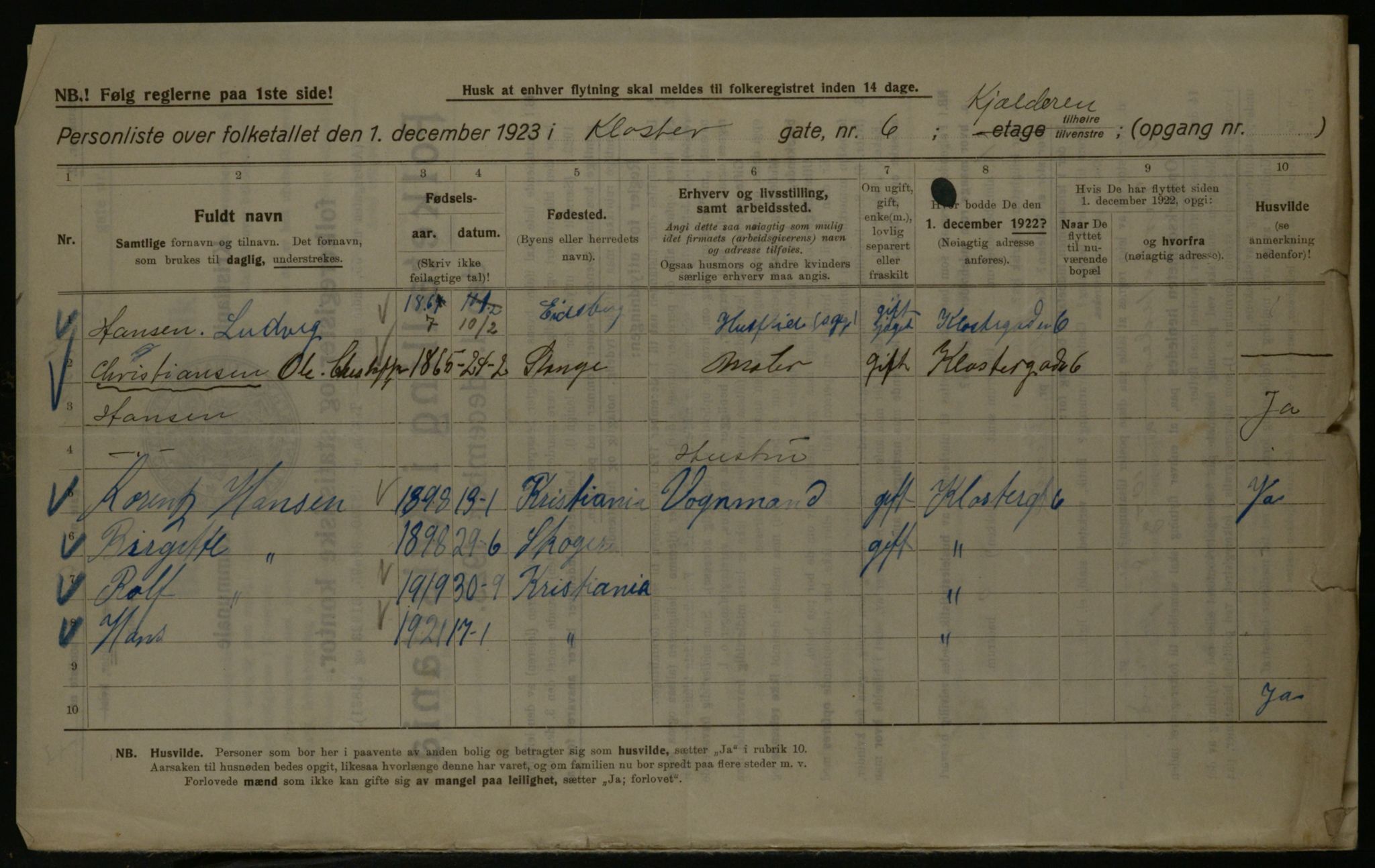 OBA, Municipal Census 1923 for Kristiania, 1923, p. 58518