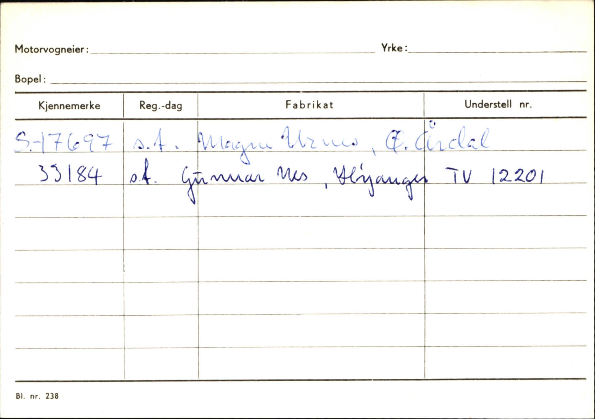 Statens vegvesen, Sogn og Fjordane vegkontor, SAB/A-5301/4/F/L0131: Eigarregister Høyanger P-Å. Stryn S-Å, 1945-1975, p. 997