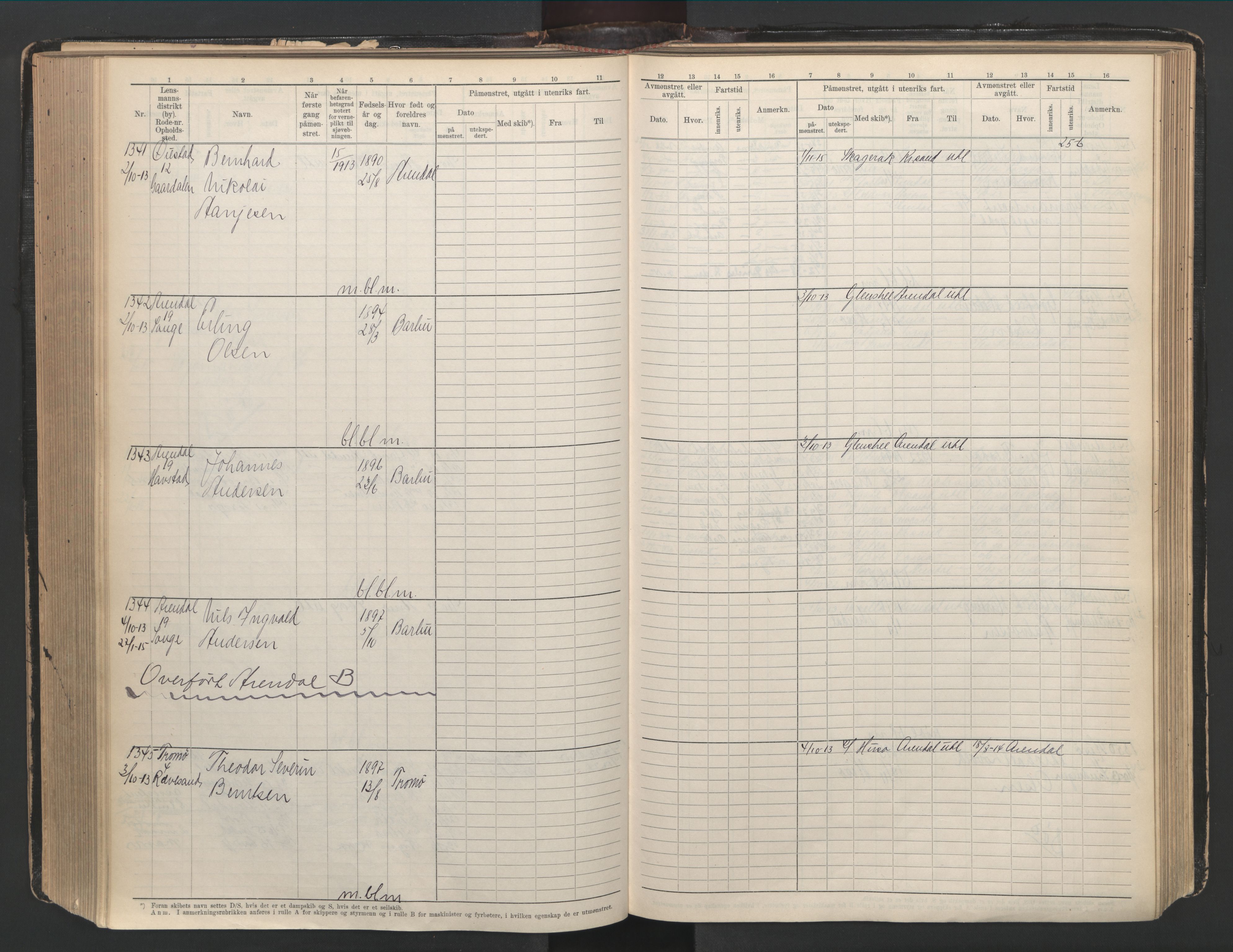 Arendal mønstringskrets, AV/SAK-2031-0012/F/Fb/L0003: Hovedrulle A nr 1-2495, E-4, 1899-1949, p. 278