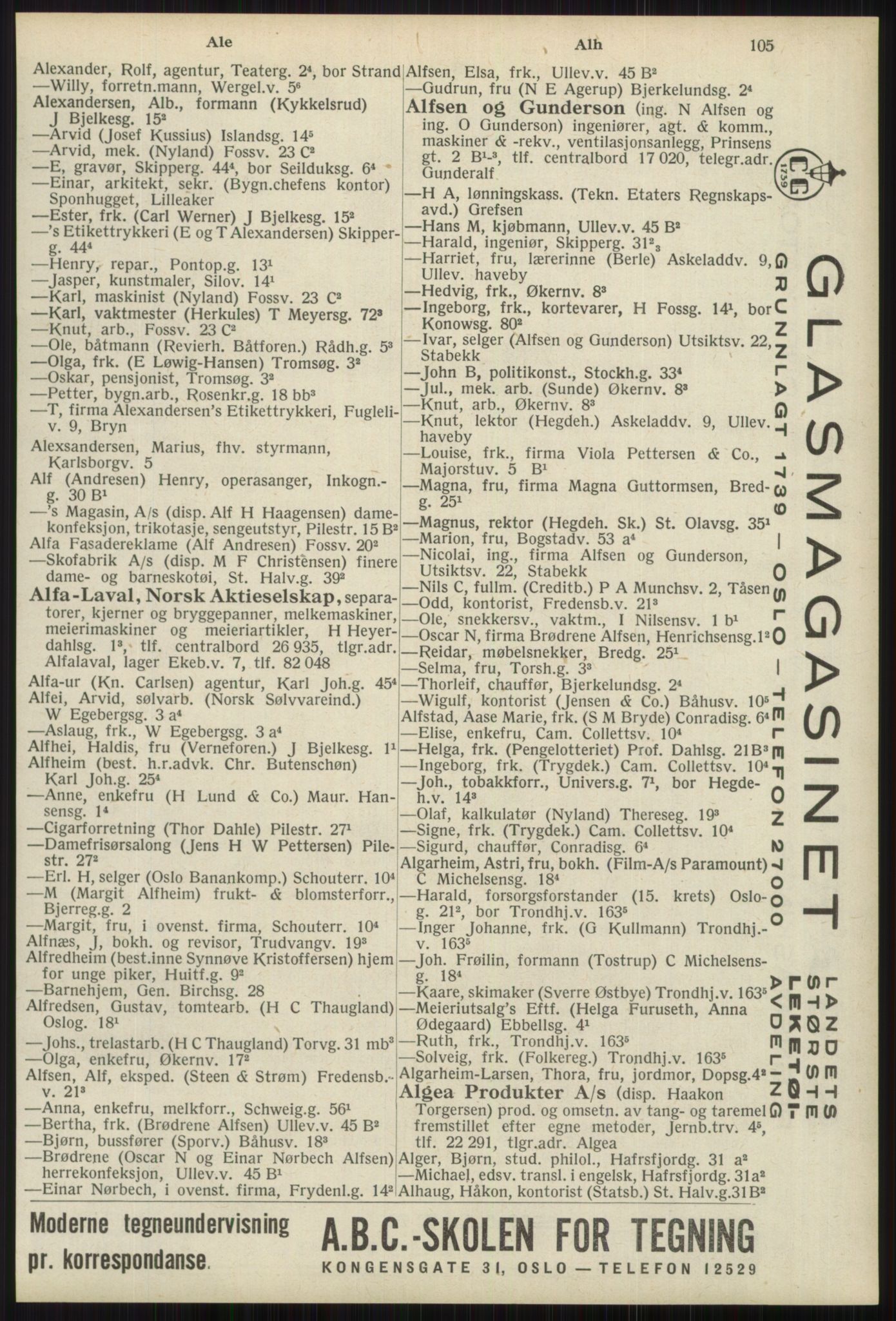 Kristiania/Oslo adressebok, PUBL/-, 1939, p. 105