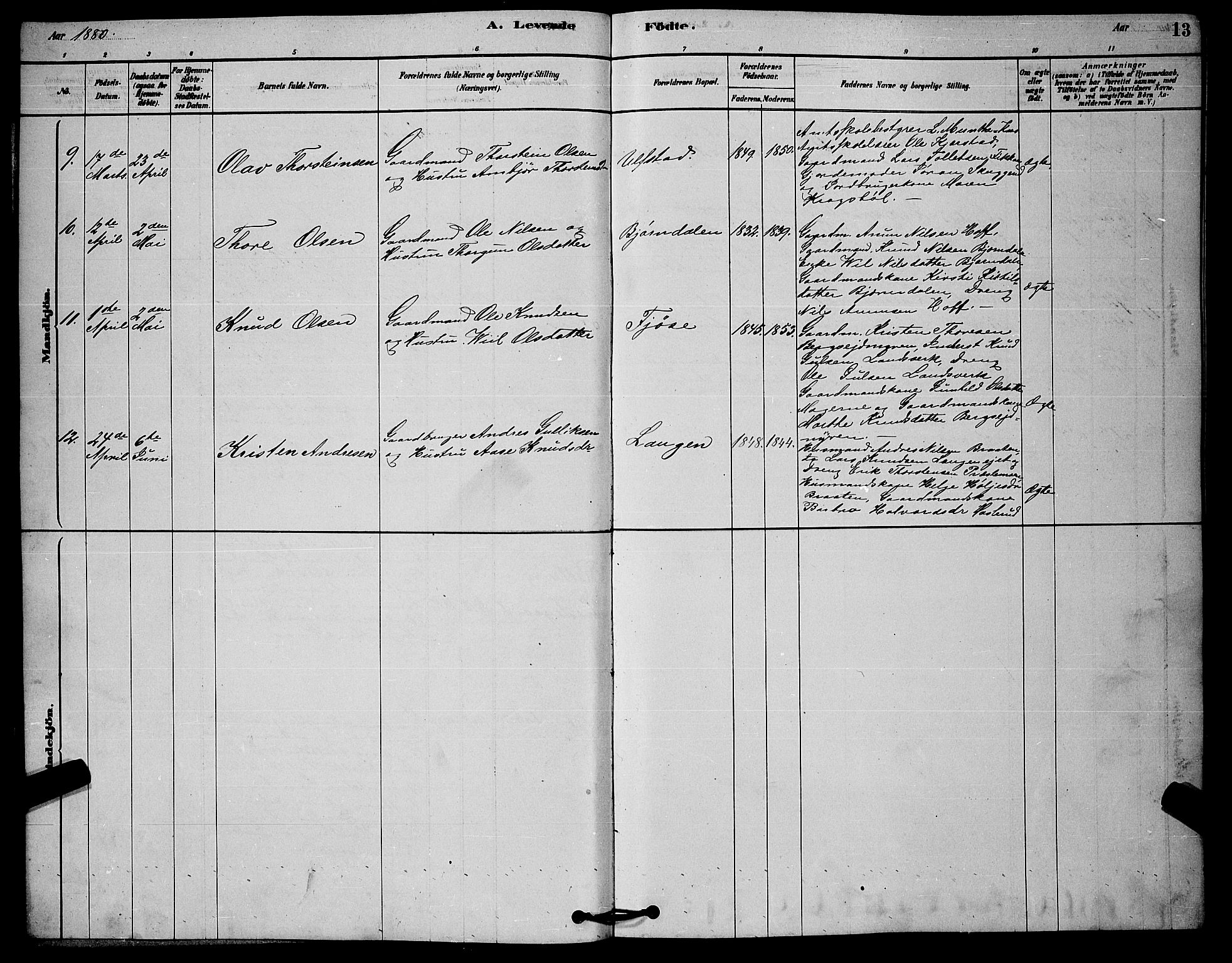 Rollag kirkebøker, AV/SAKO-A-240/G/Ga/L0004: Parish register (copy) no. I 4, 1878-1903, p. 13