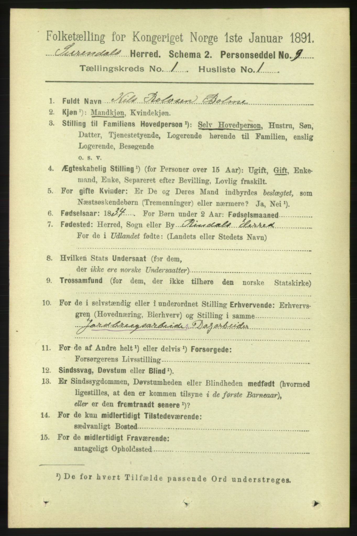 RA, 1891 census for 1566 Surnadal, 1891, p. 102