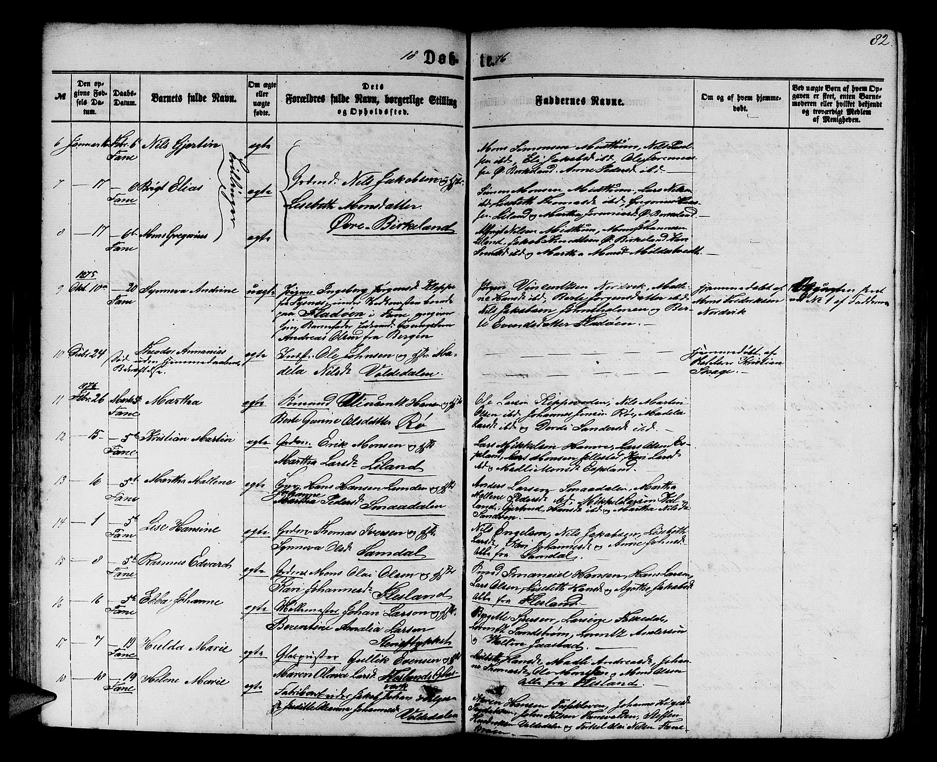 Fana Sokneprestembete, SAB/A-75101/H/Hab/Habb/L0003: Parish register (copy) no. B 3, 1861-1888, p. 82