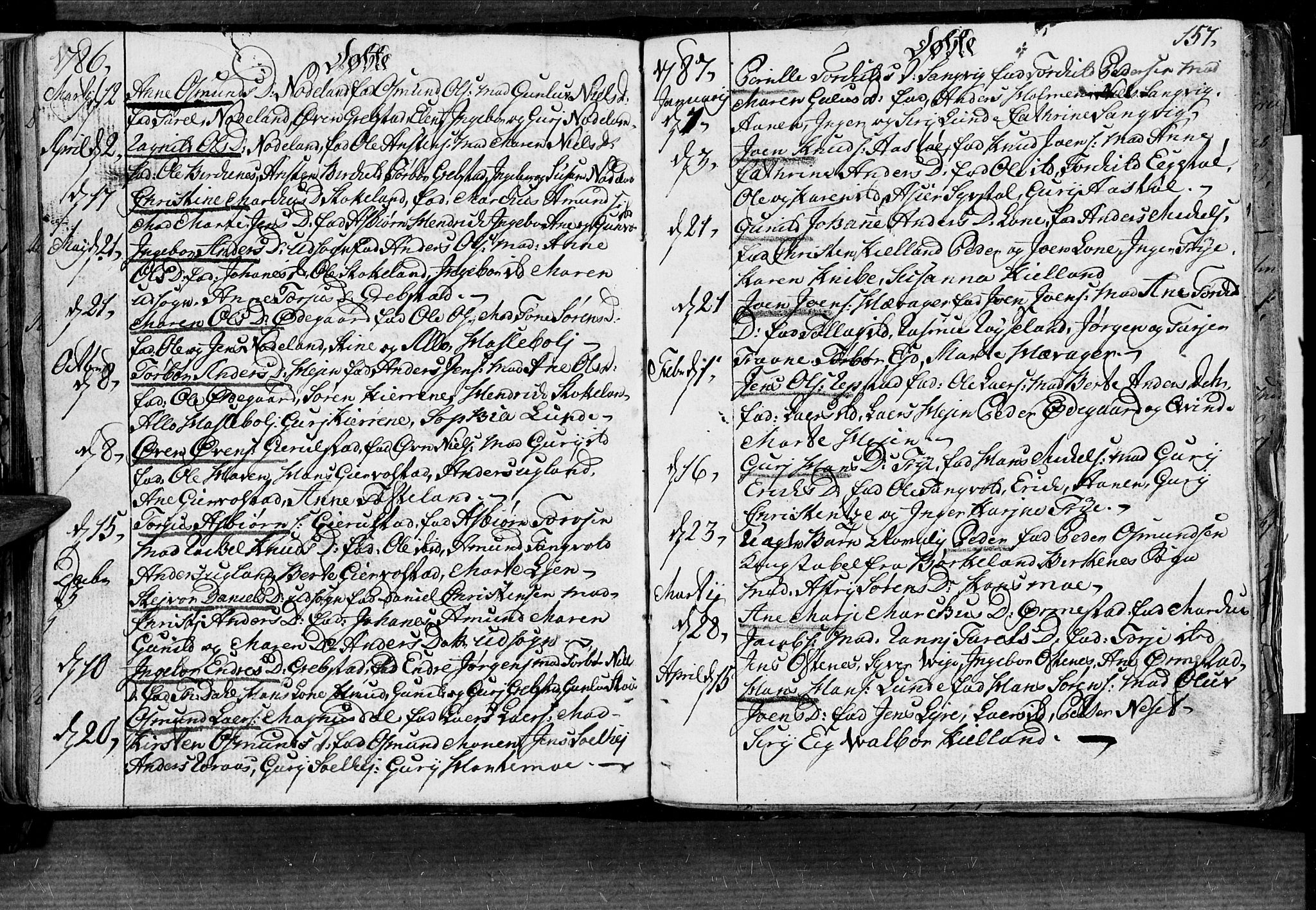 Søgne sokneprestkontor, SAK/1111-0037/F/Fa/Fab/L0004: Parish register (official) no. A 4, 1770-1822, p. 156-157