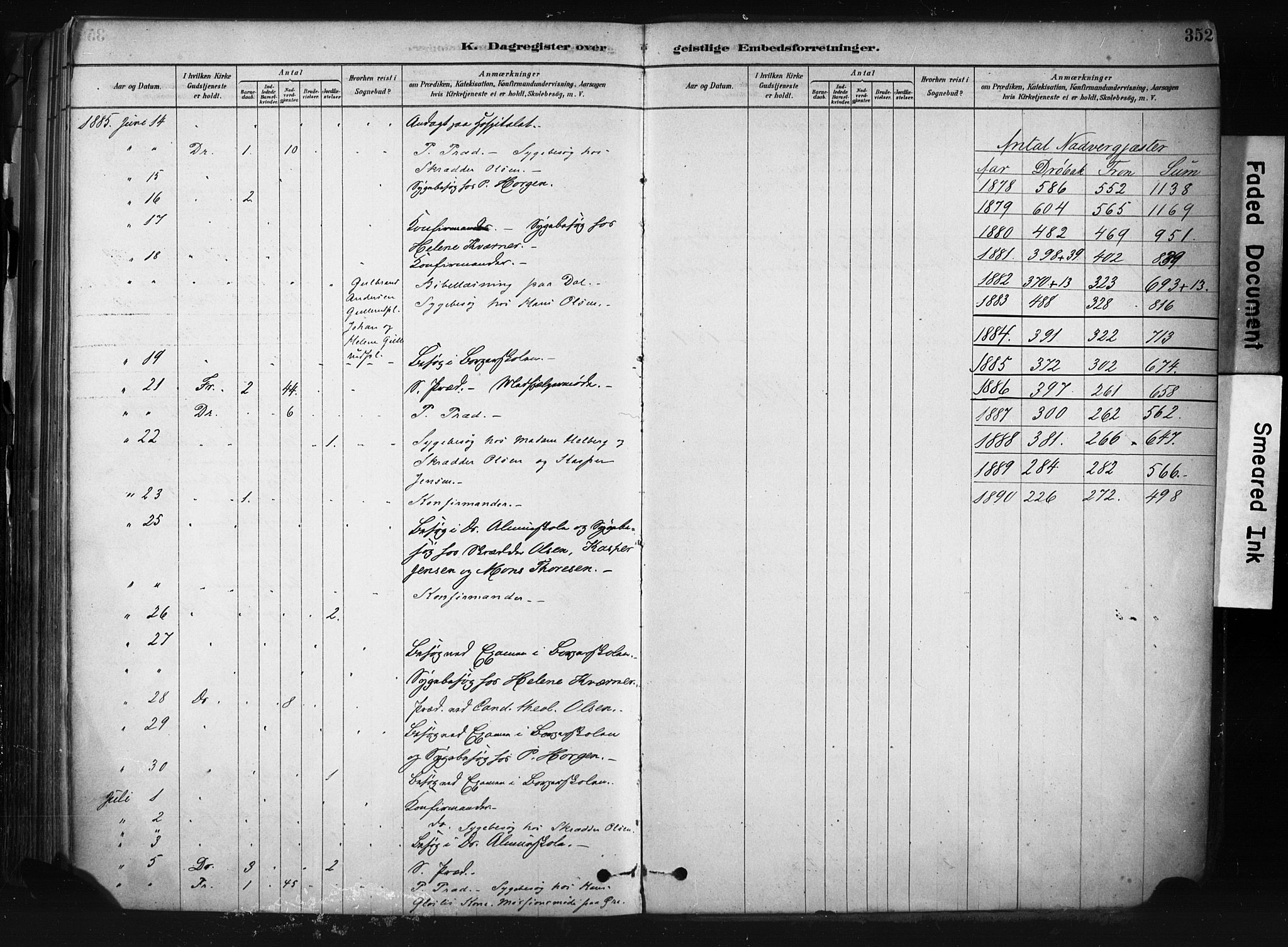 Drøbak prestekontor Kirkebøker, SAO/A-10142a/F/Fb/L0001: Parish register (official) no. II 1, 1878-1891, p. 352