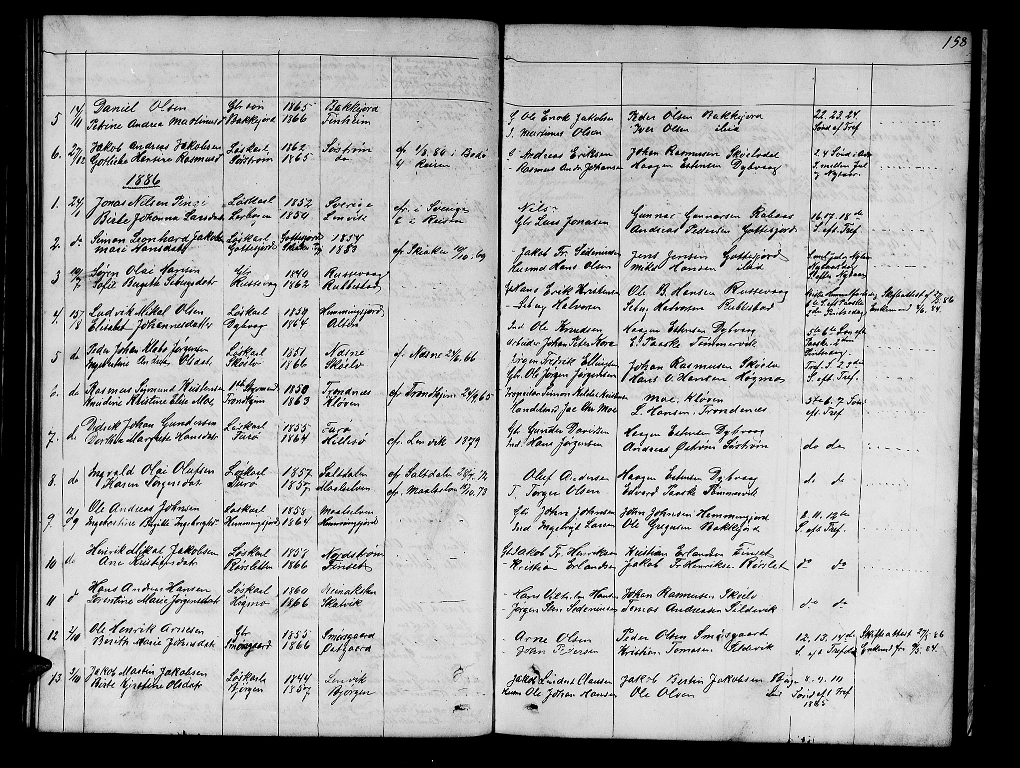 Tranøy sokneprestkontor, SATØ/S-1313/I/Ia/Iab/L0021klokker: Parish register (copy) no. 21, 1861-1886, p. 158