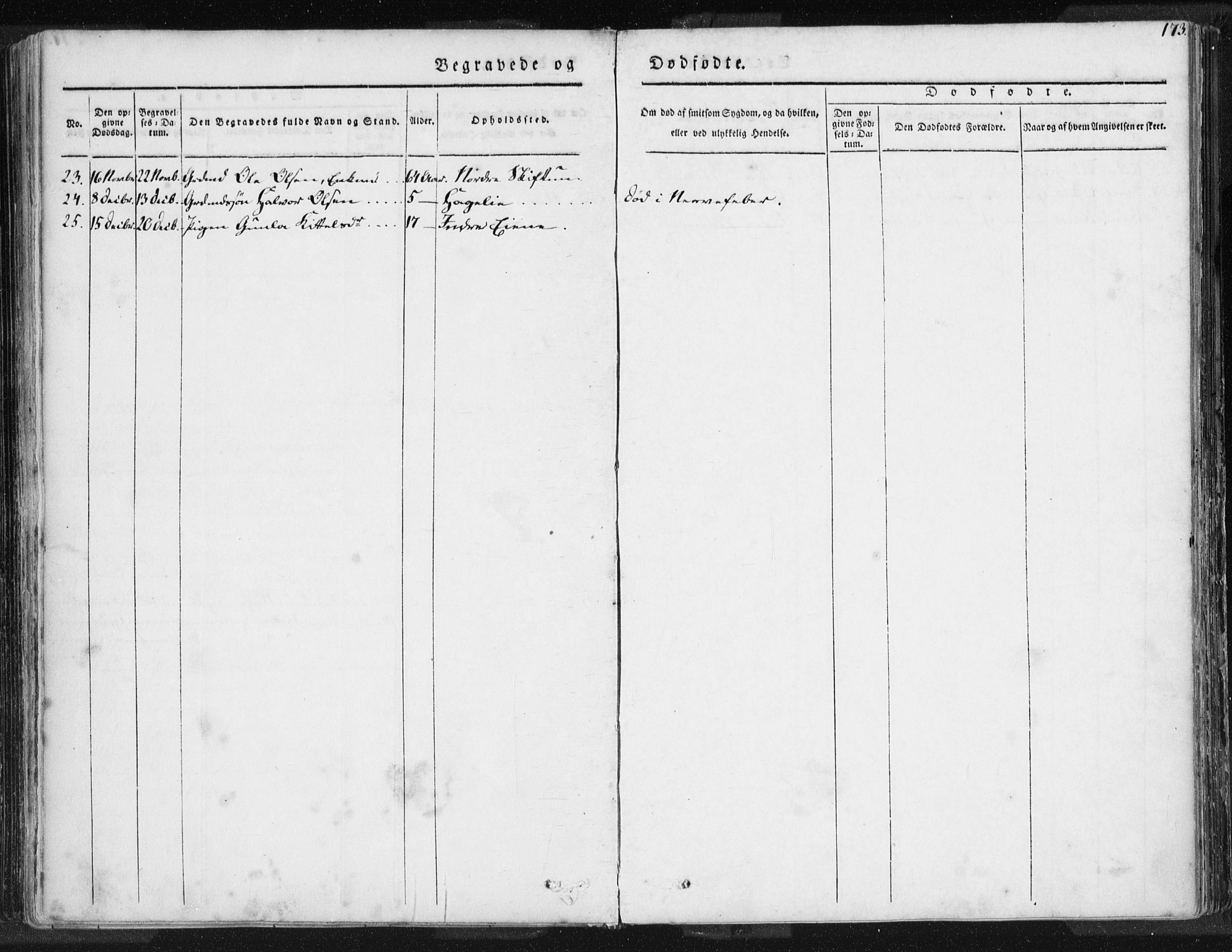 Hjelmeland sokneprestkontor, AV/SAST-A-101843/01/IV/L0006: Parish register (official) no. A 6, 1834-1845, p. 173