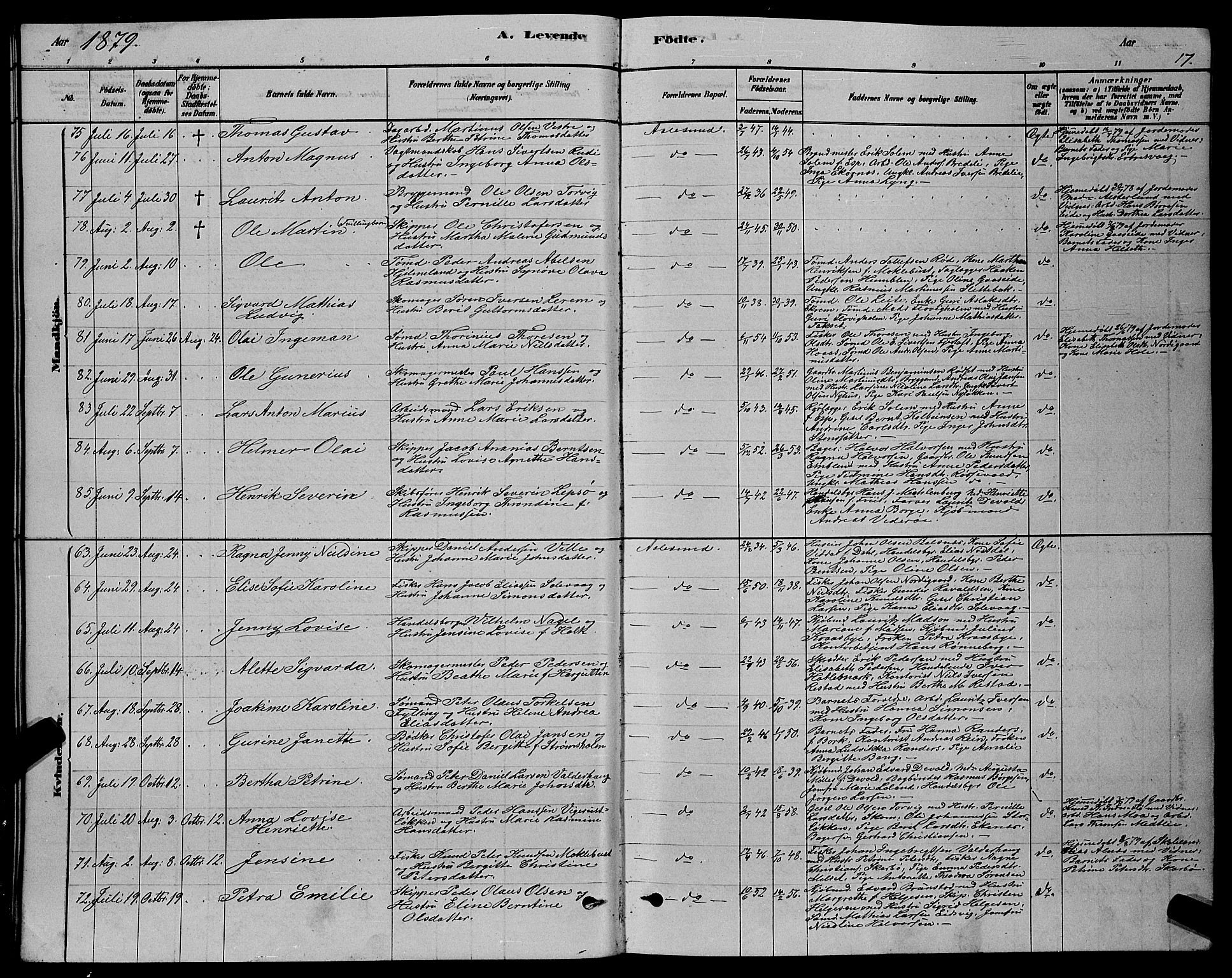 Ministerialprotokoller, klokkerbøker og fødselsregistre - Møre og Romsdal, AV/SAT-A-1454/529/L0466: Parish register (copy) no. 529C03, 1878-1888, p. 17