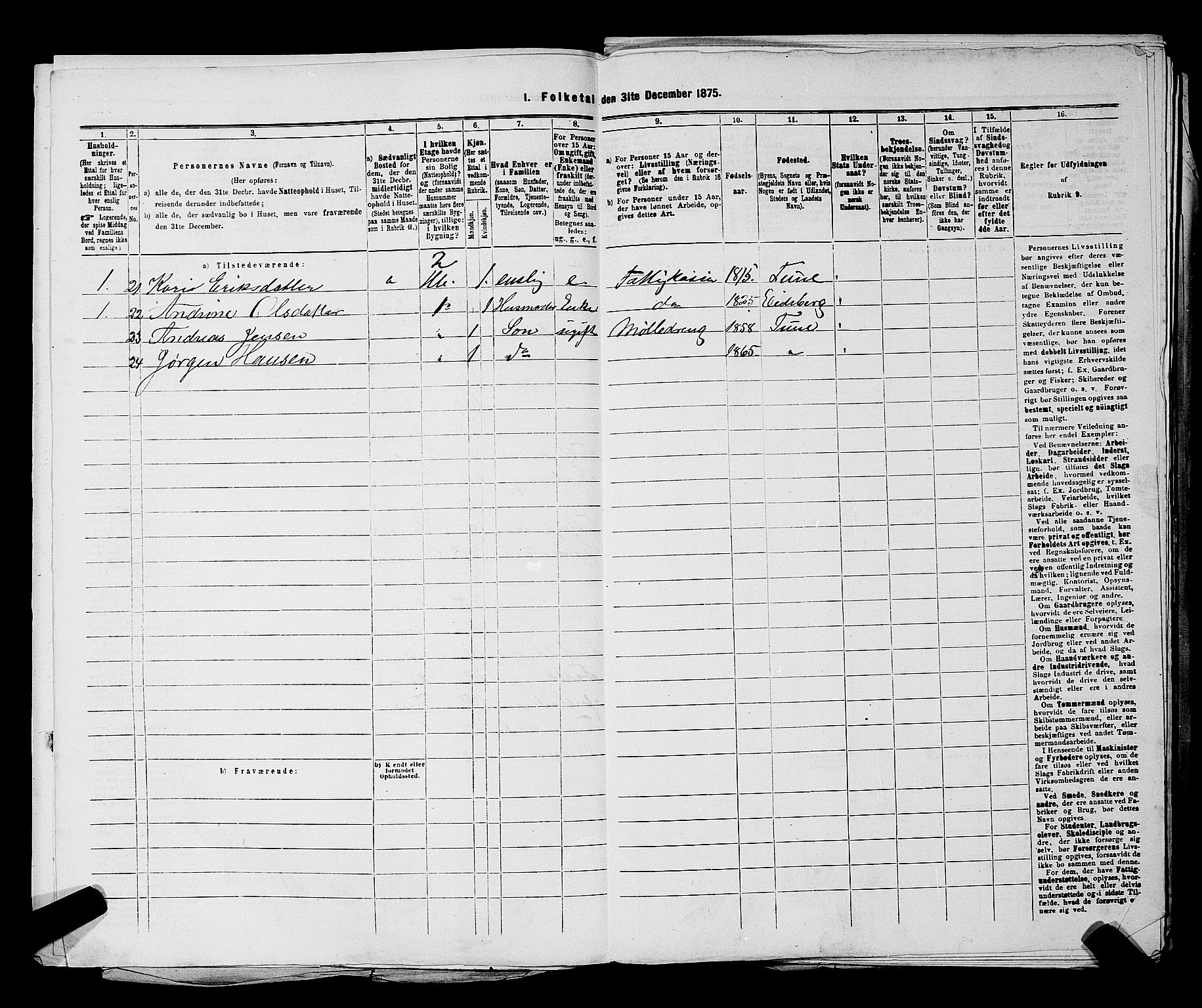 RA, 1875 census for 0102P Sarpsborg, 1875, p. 665