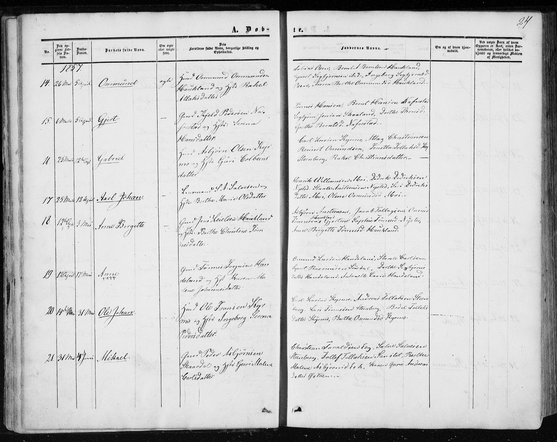 Lund sokneprestkontor, AV/SAST-A-101809/S06/L0009: Parish register (official) no. A 8, 1853-1877, p. 24