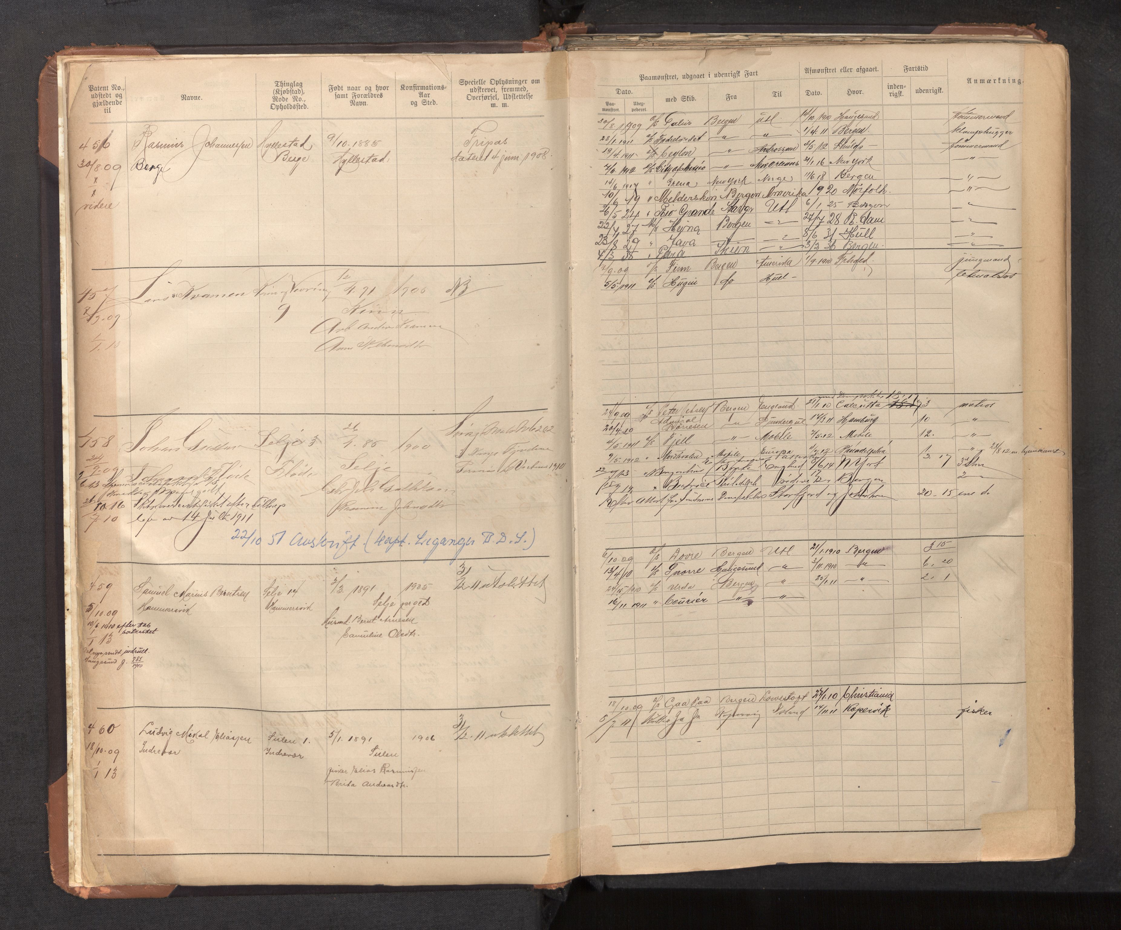 Innrulleringssjefen i Bergen, AV/SAB-A-100050/F/Ff/L0002: Sjøfarts-annotasjonsrulle, nr. 436 - 2528, 1908-1938