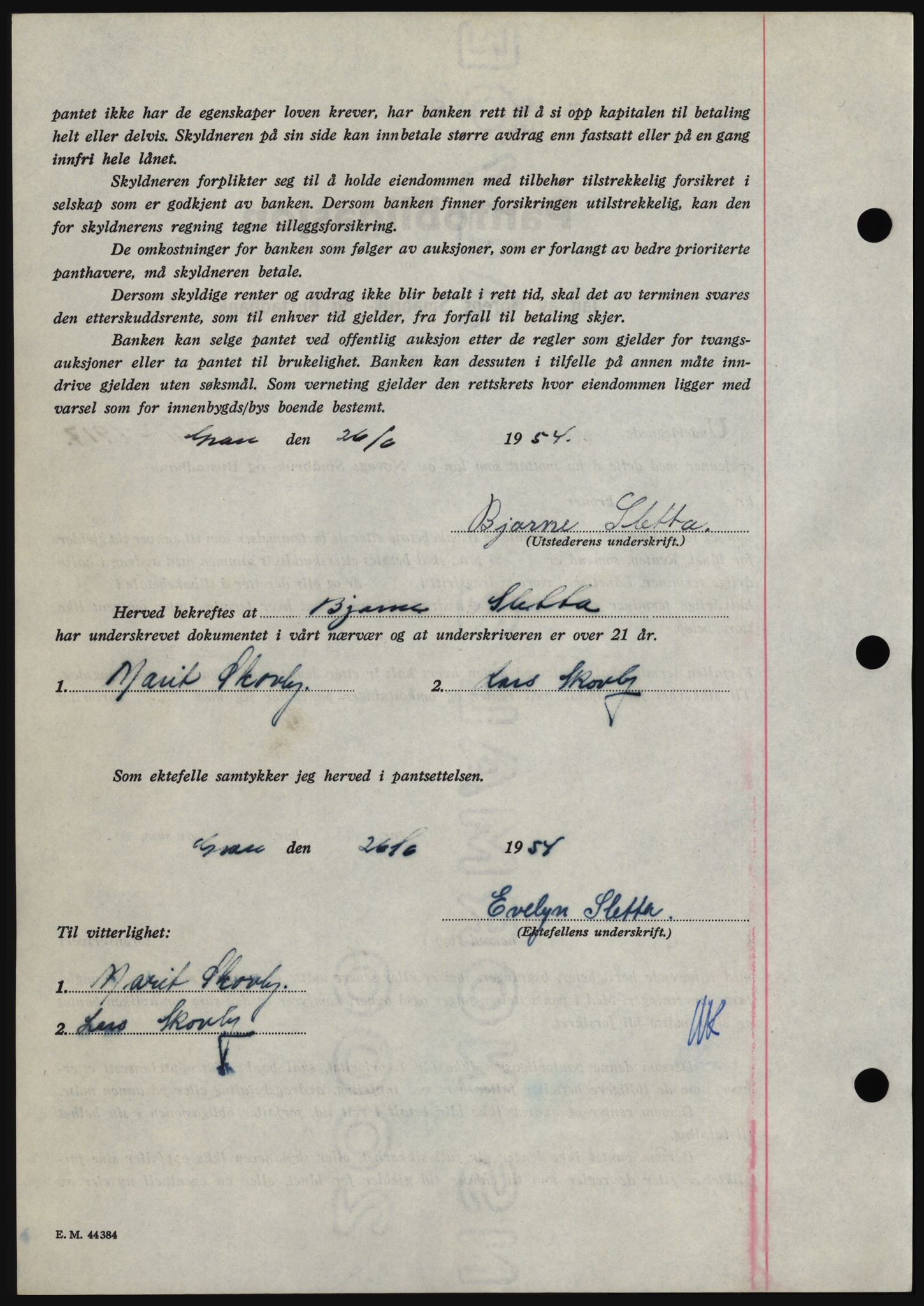 Hadeland og Land tingrett, SAH/TING-010/H/Hb/Hbc/L0030: Mortgage book no. B30, 1954-1954, Diary no: : 2490/1954