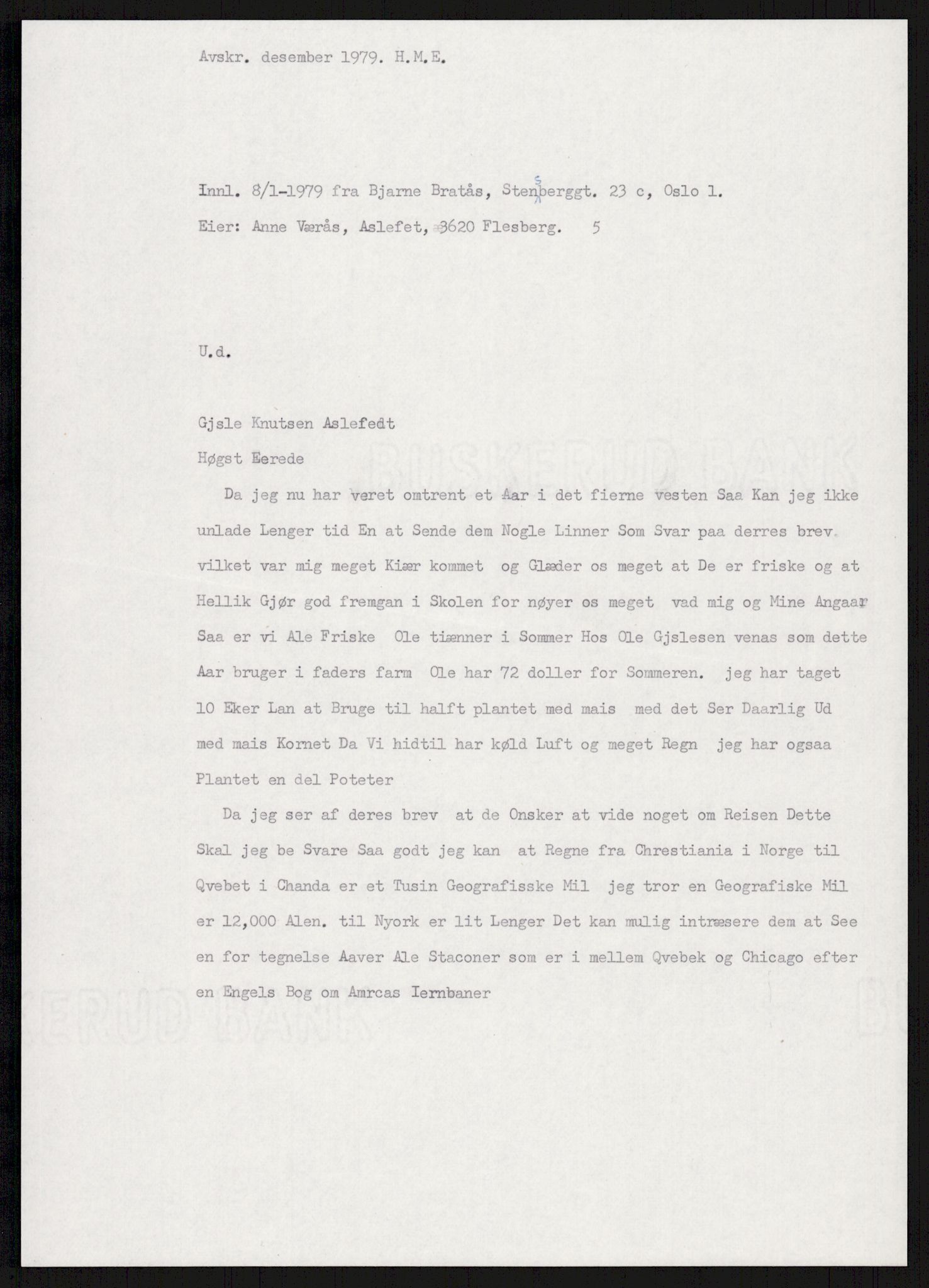 Samlinger til kildeutgivelse, Amerikabrevene, AV/RA-EA-4057/F/L0016: Innlån fra Buskerud: Andersen - Bratås, 1838-1914, p. 610