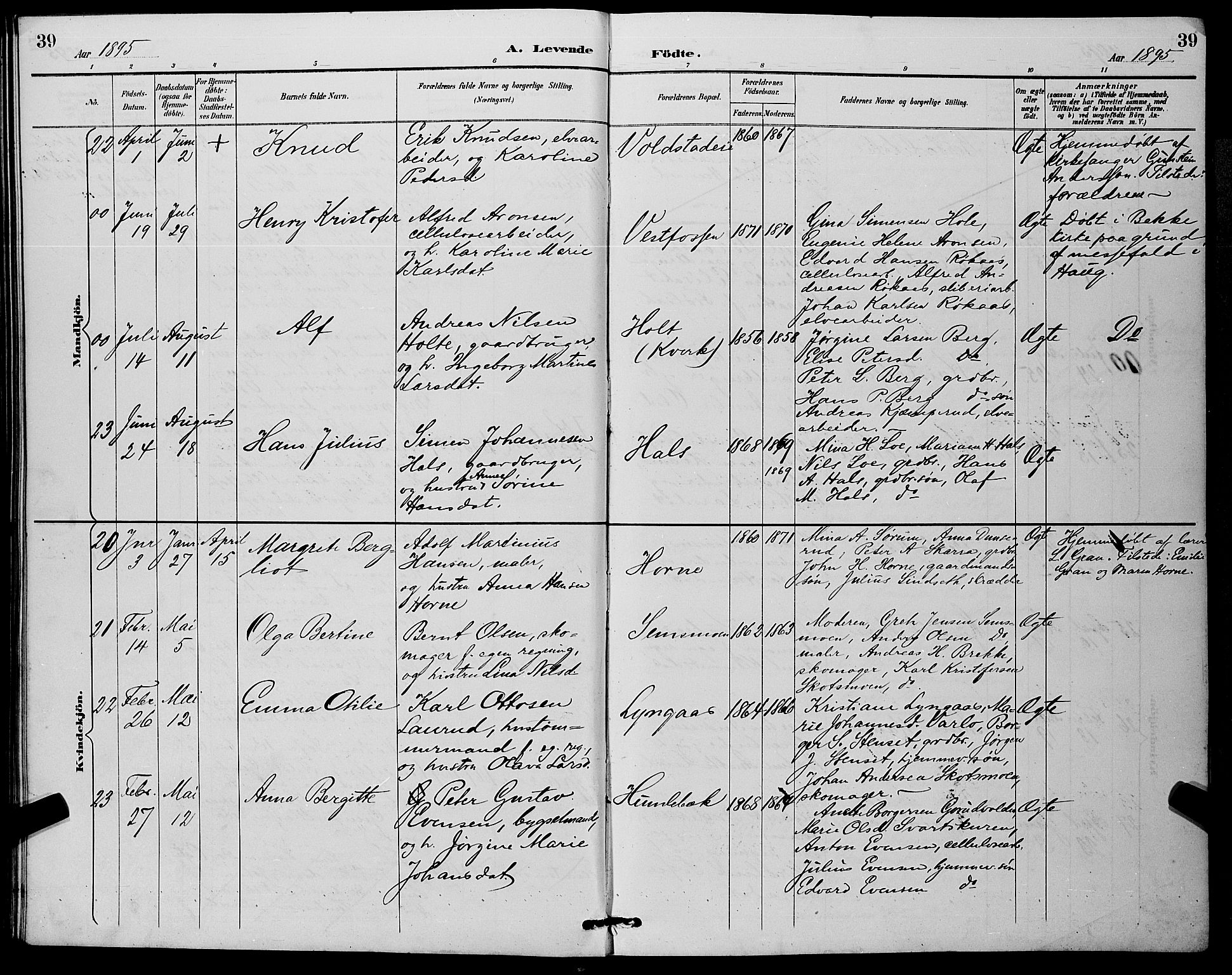 Eiker kirkebøker, AV/SAKO-A-4/G/Ga/L0007: Parish register (copy) no. I 7, 1893-1902, p. 39