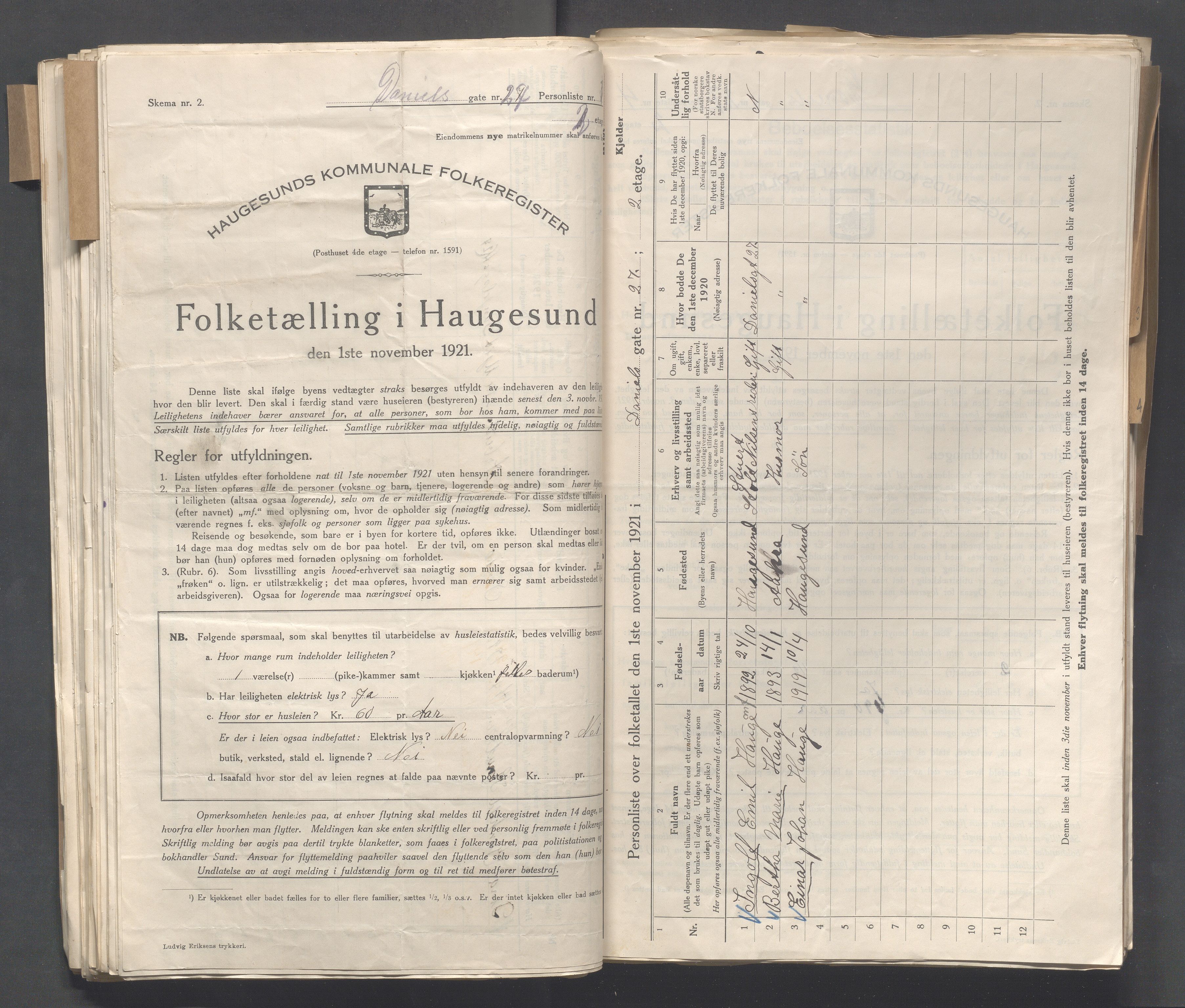 IKAR, Local census 1.11.1921 for Haugesund, 1921, p. 5967