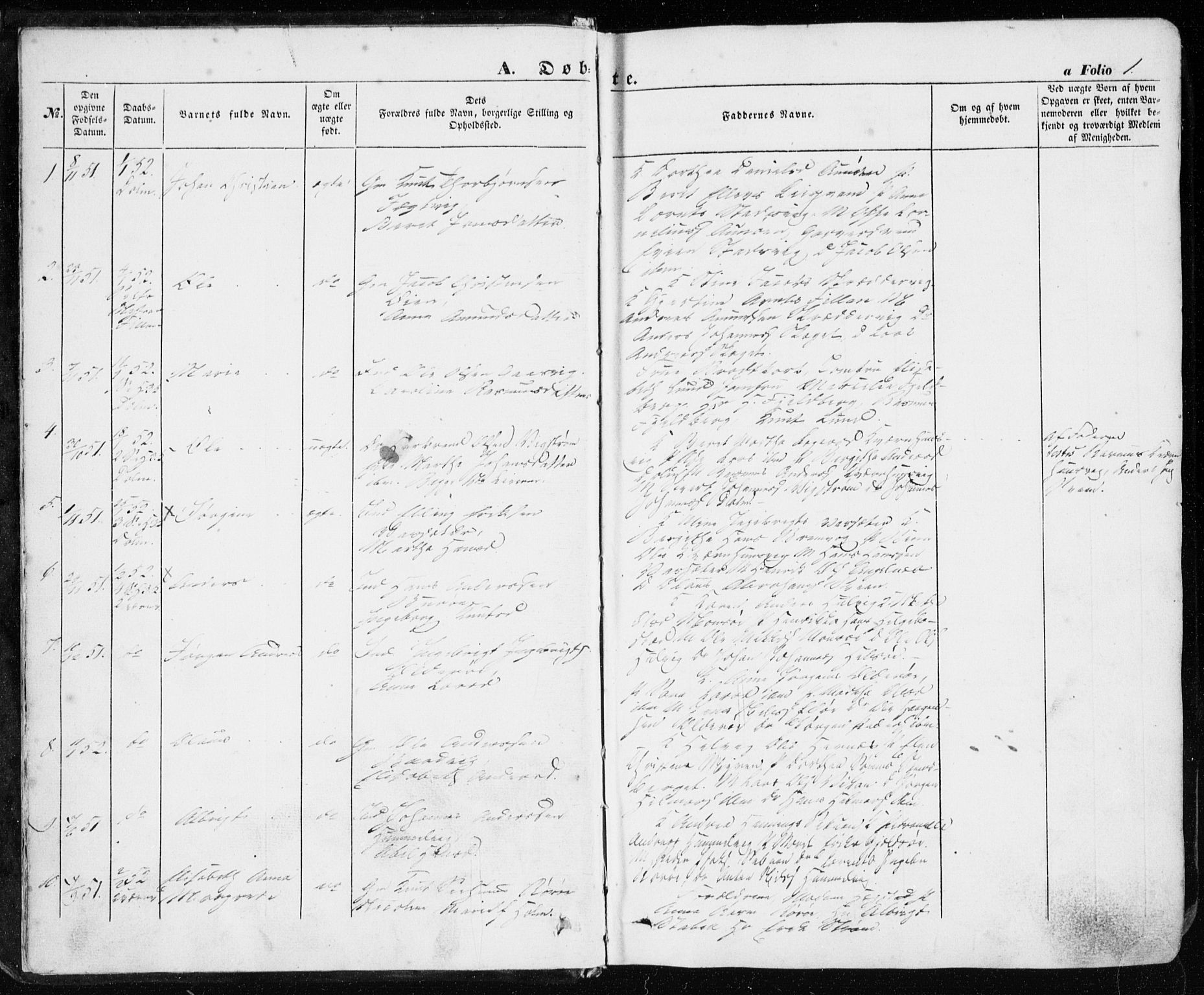 Ministerialprotokoller, klokkerbøker og fødselsregistre - Sør-Trøndelag, SAT/A-1456/634/L0530: Parish register (official) no. 634A06, 1852-1860, p. 1