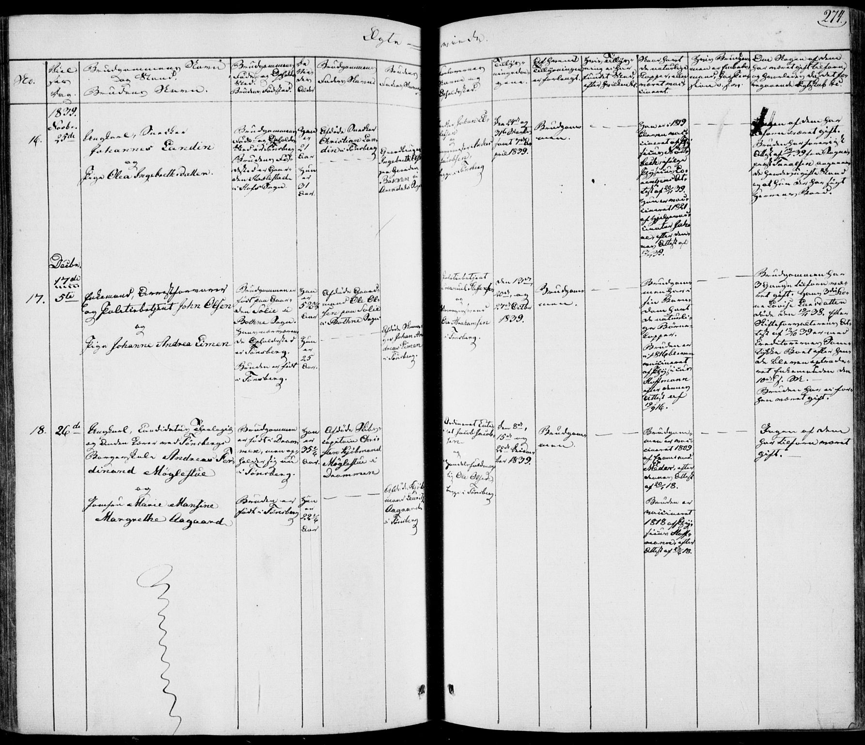 Tønsberg kirkebøker, SAKO/A-330/F/Fa/L0006: Parish register (official) no. I 6, 1836-1844, p. 274
