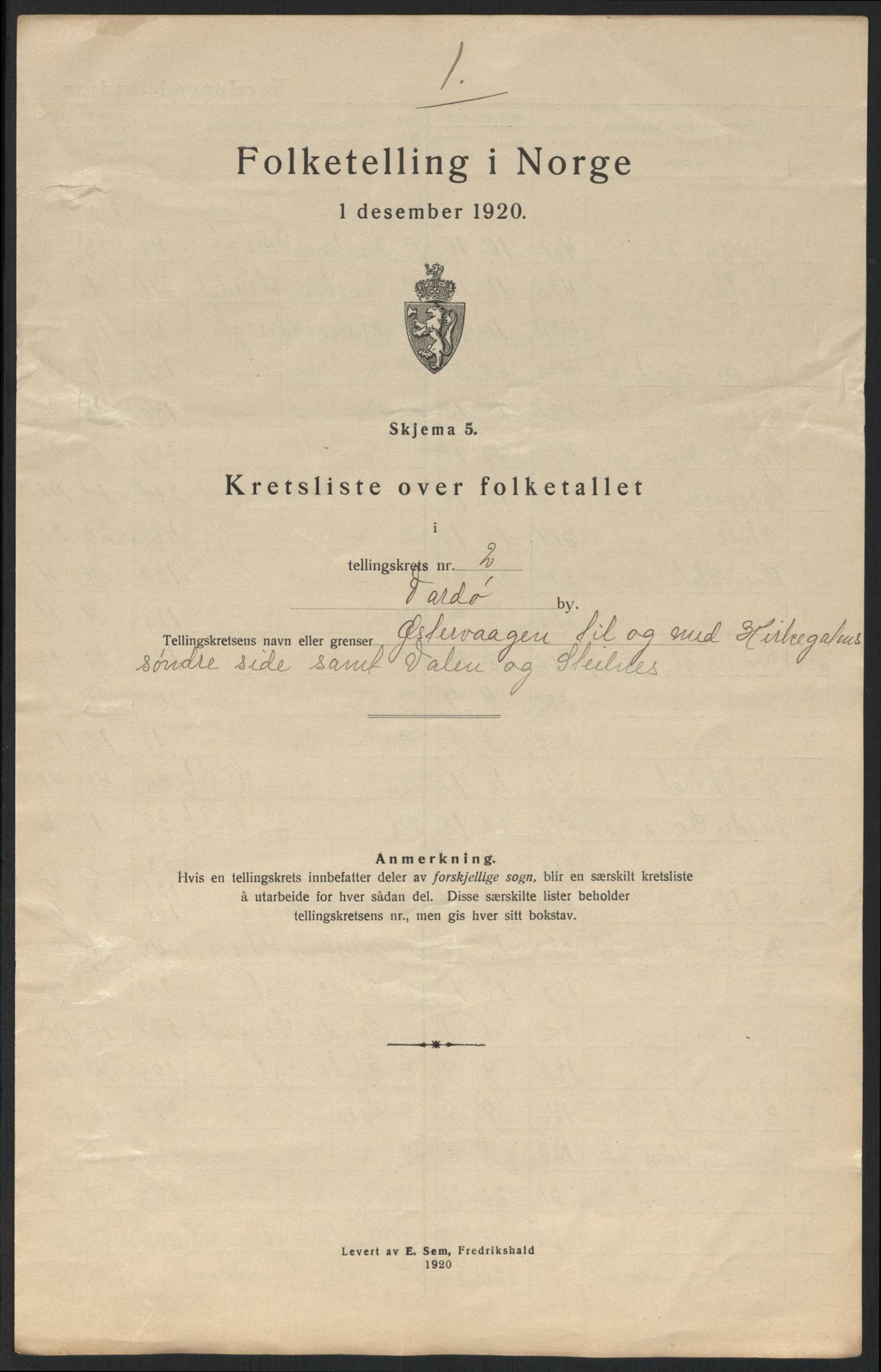 SATØ, 1920 census for Vardø, 1920, p. 15