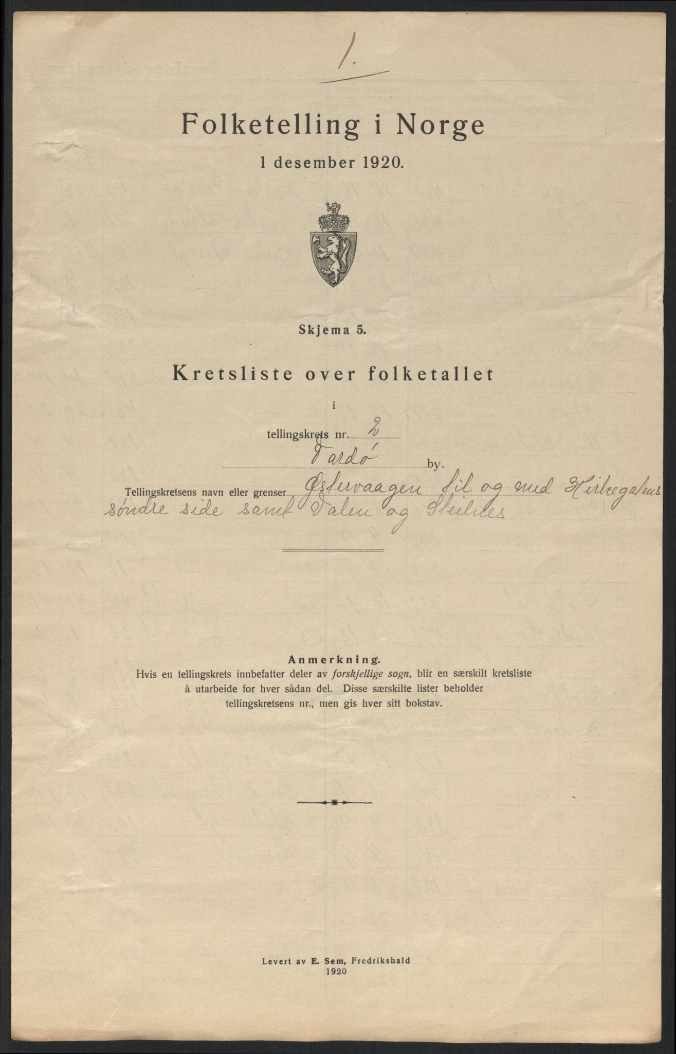 SATØ, 1920 census for Vardø, 1920, p. 15