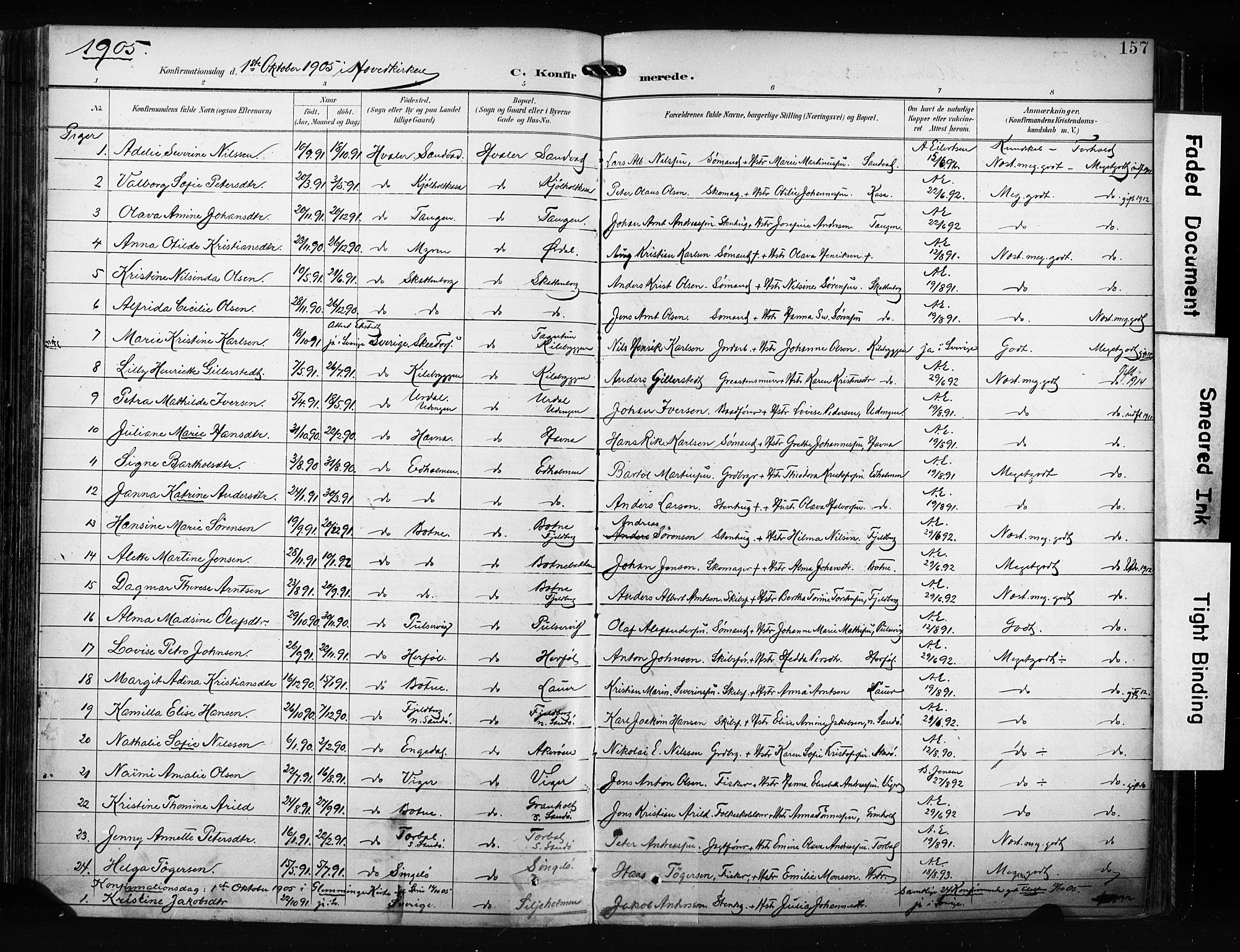 Hvaler prestekontor Kirkebøker, AV/SAO-A-2001/F/Fa/L0009: Parish register (official) no. I 9, 1895-1906, p. 157