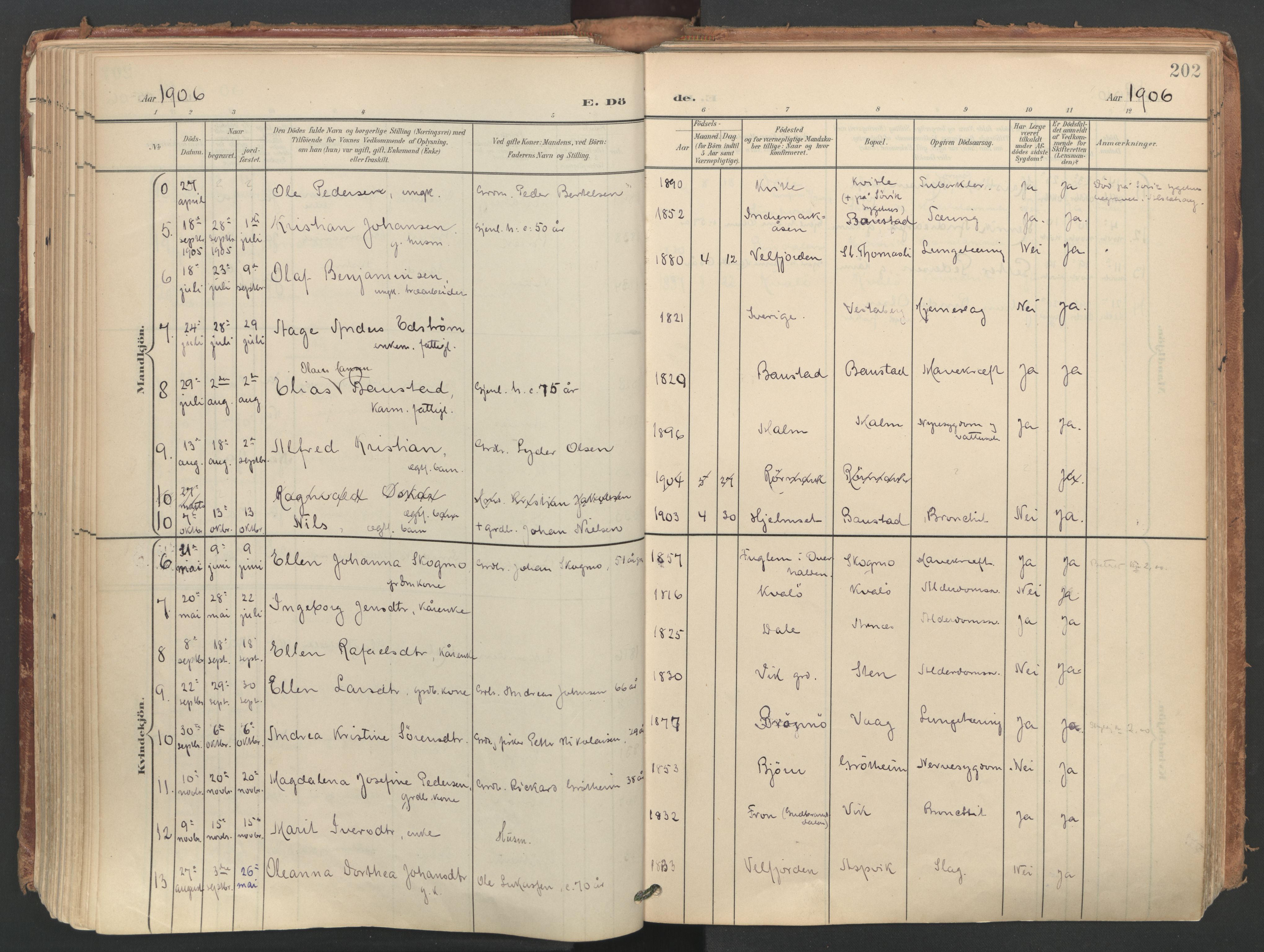 Ministerialprotokoller, klokkerbøker og fødselsregistre - Nordland, AV/SAT-A-1459/812/L0180: Parish register (official) no. 812A09, 1901-1915, p. 202