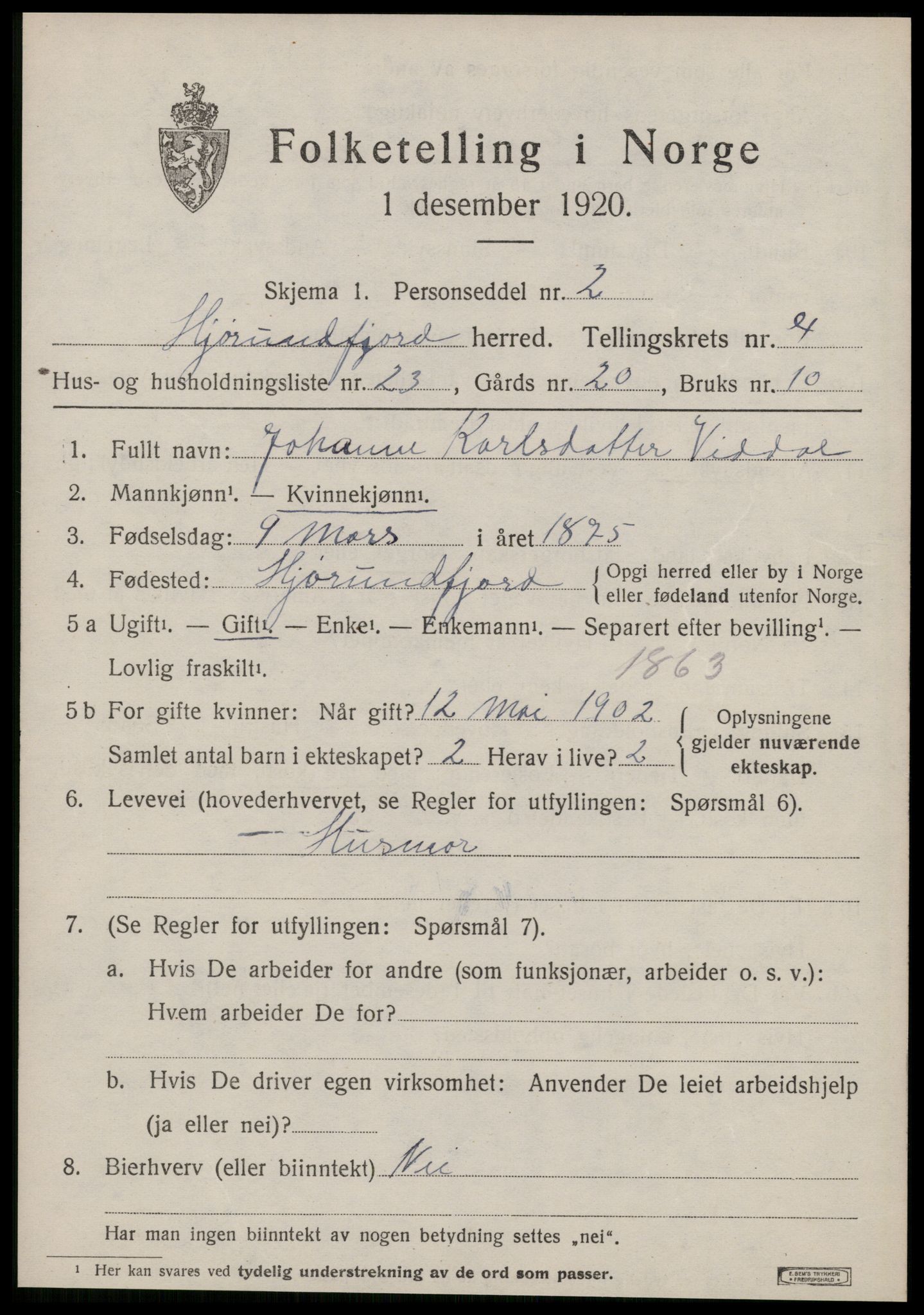 SAT, 1920 census for Hjørundfjord, 1920, p. 1777