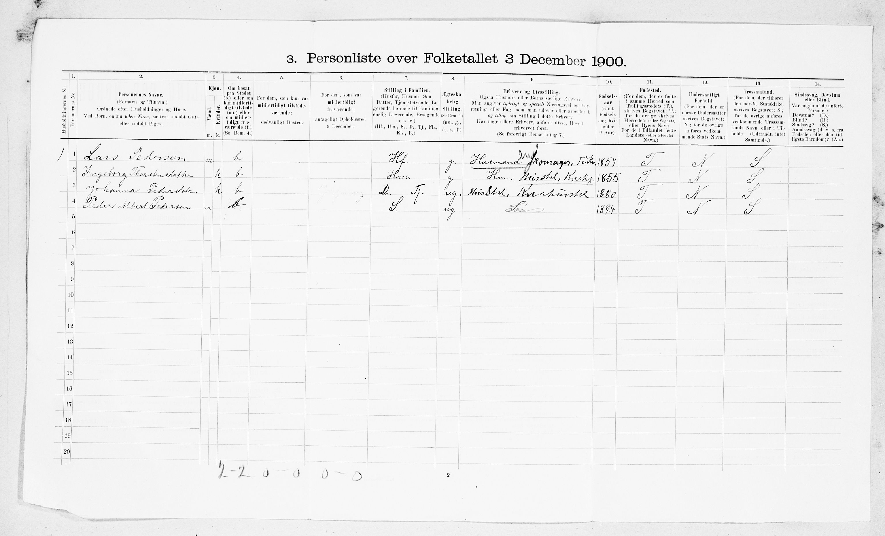 SAT, 1900 census for Tustna, 1900, p. 21