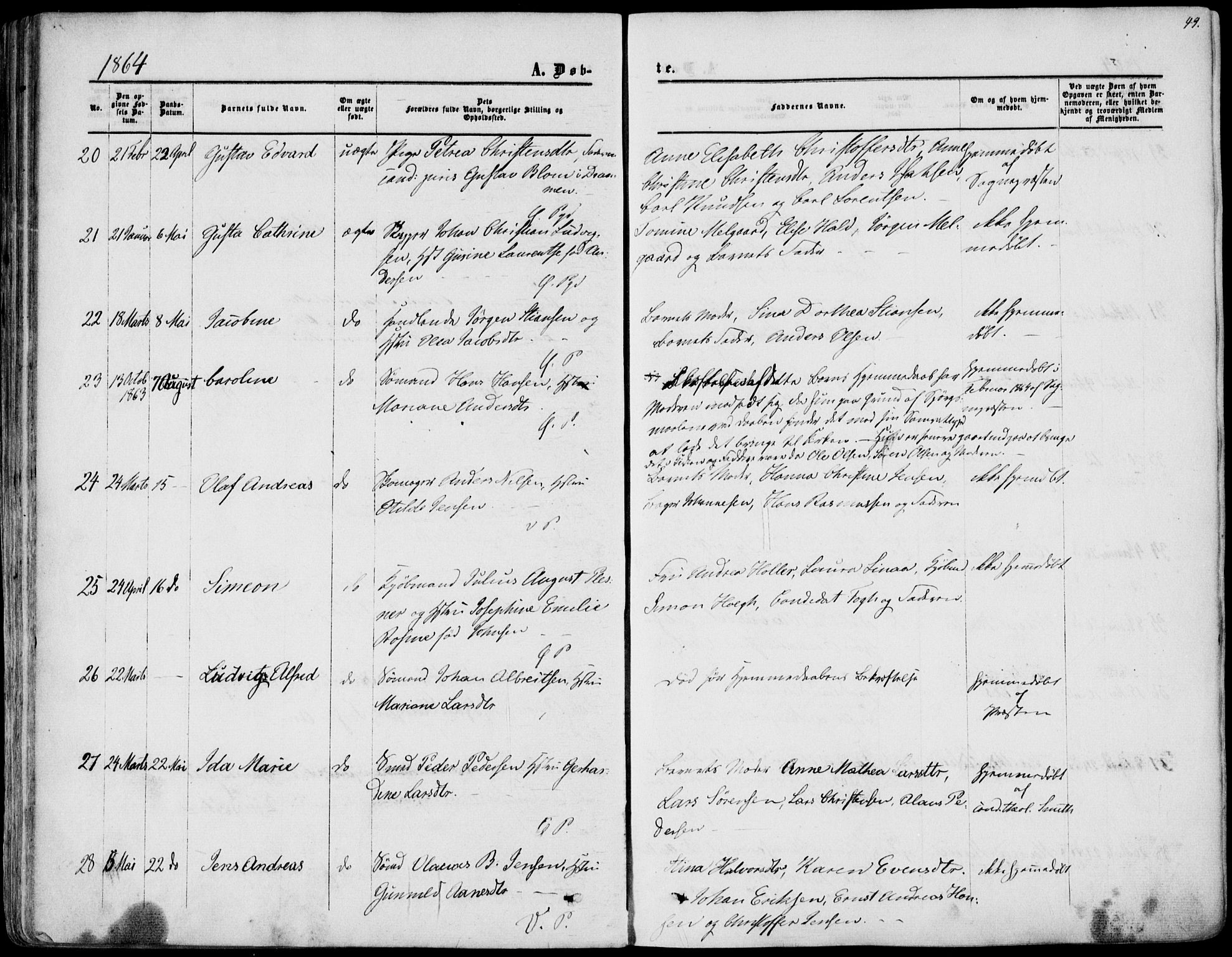 Porsgrunn kirkebøker , SAKO/A-104/F/Fa/L0007: Parish register (official) no. 7, 1858-1877, p. 49