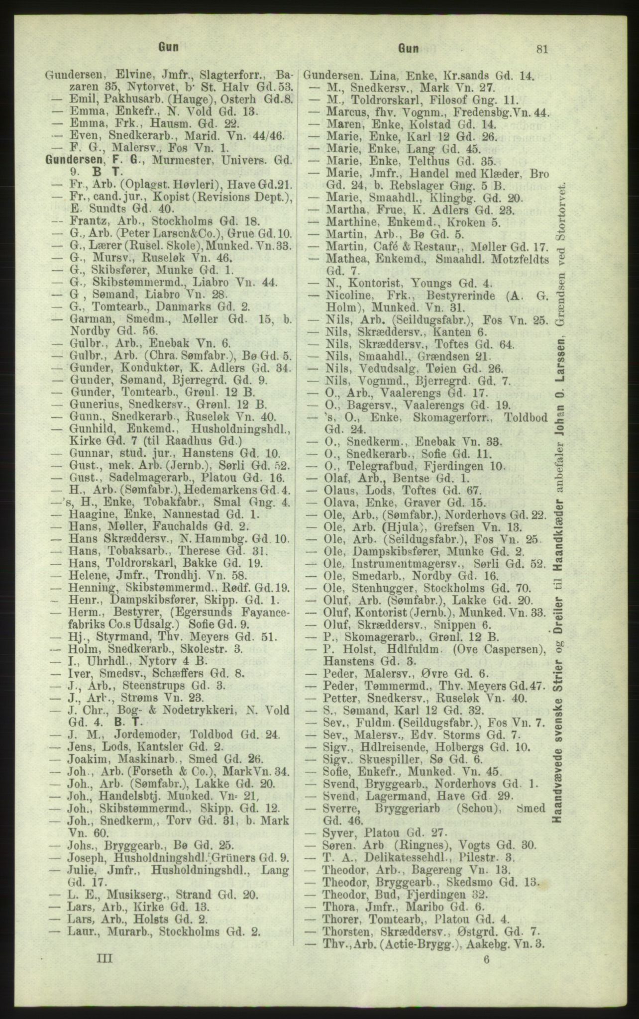 Kristiania/Oslo adressebok, PUBL/-, 1884, p. 81