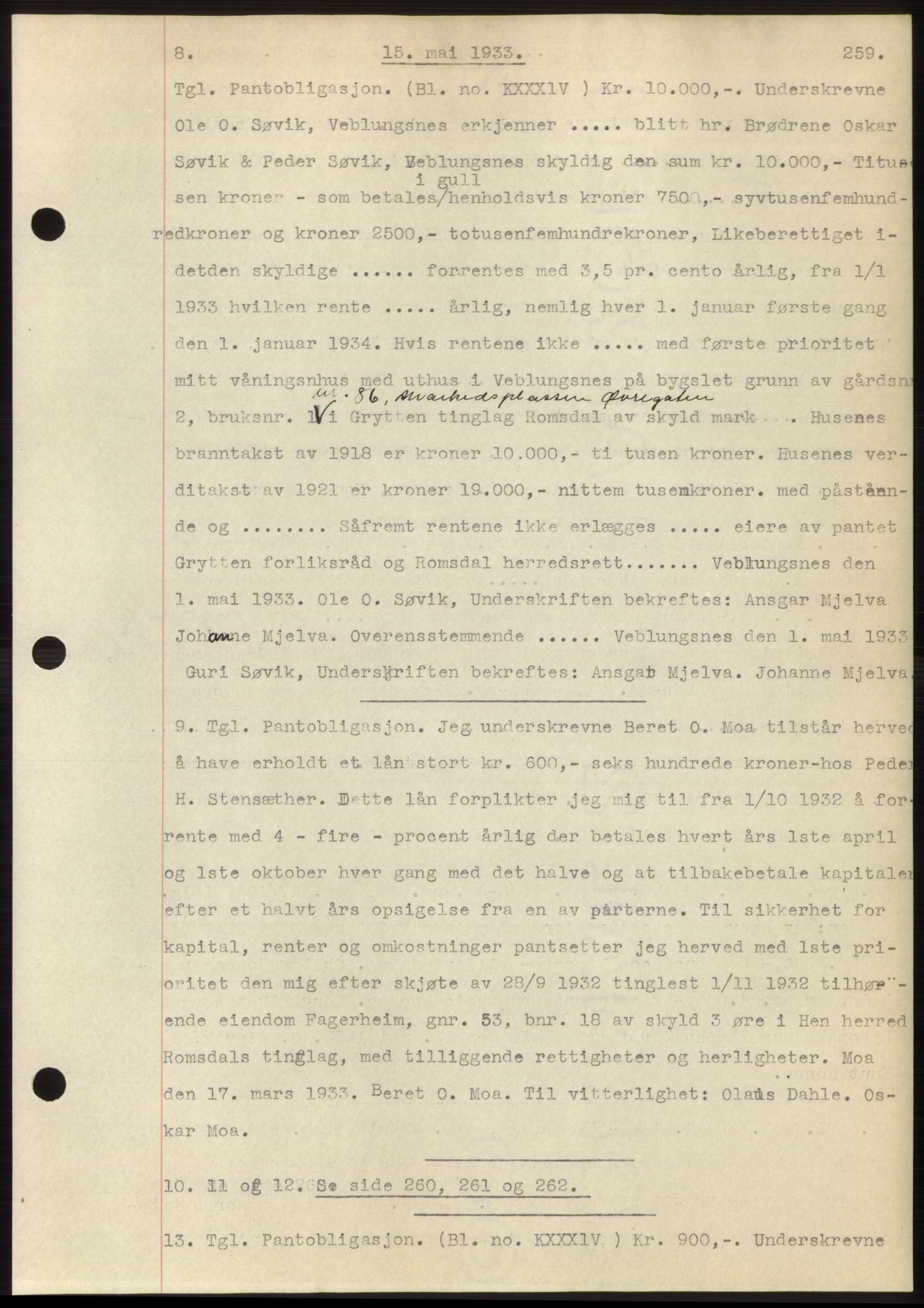 Romsdal sorenskriveri, AV/SAT-A-4149/1/2/2C/L0063: Mortgage book no. 57, 1933-1933, Deed date: 15.05.1933