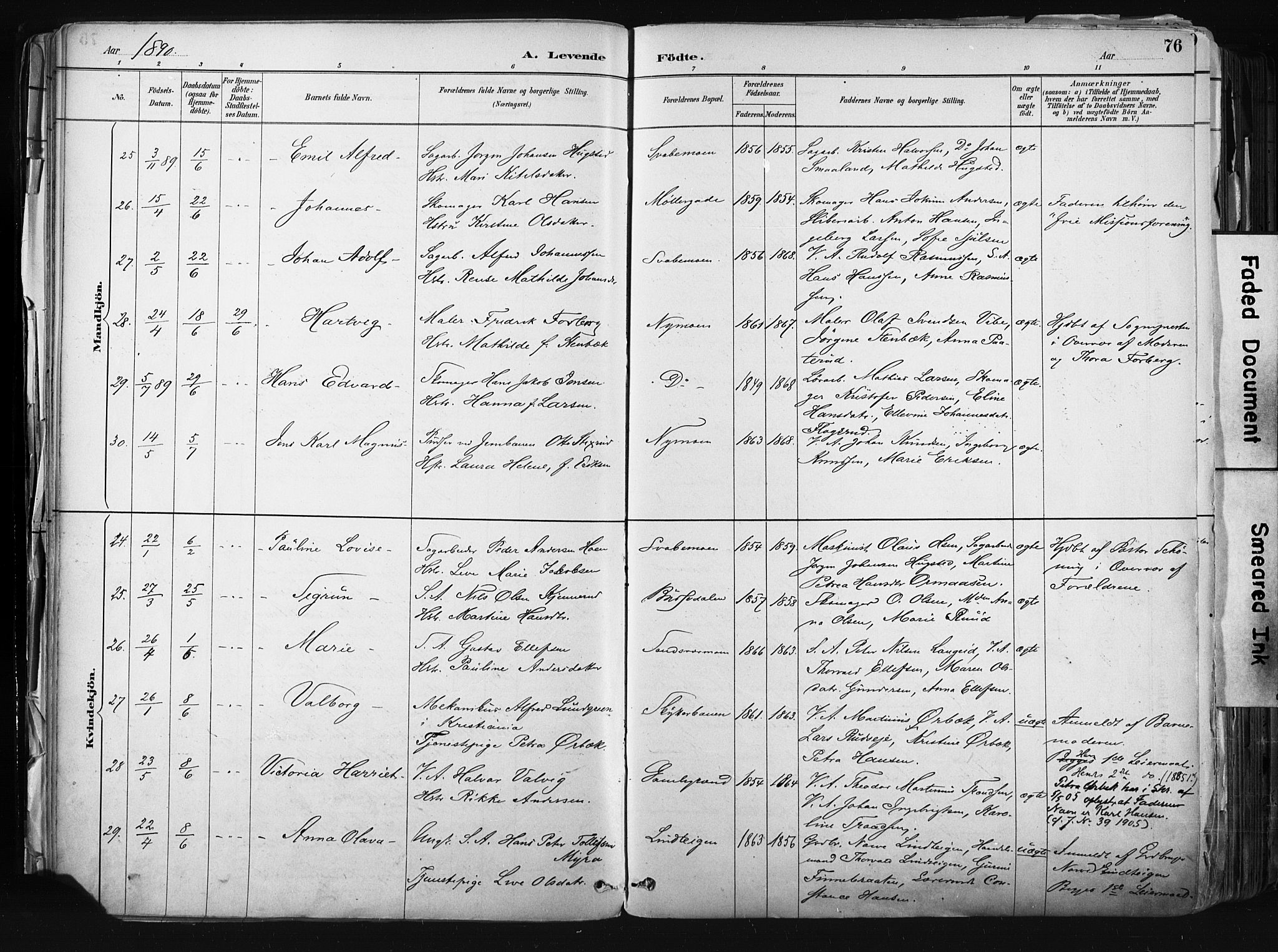 Kongsberg kirkebøker, SAKO/A-22/F/Fb/L0002: Parish register (official) no. II 2, 1886-1896, p. 76